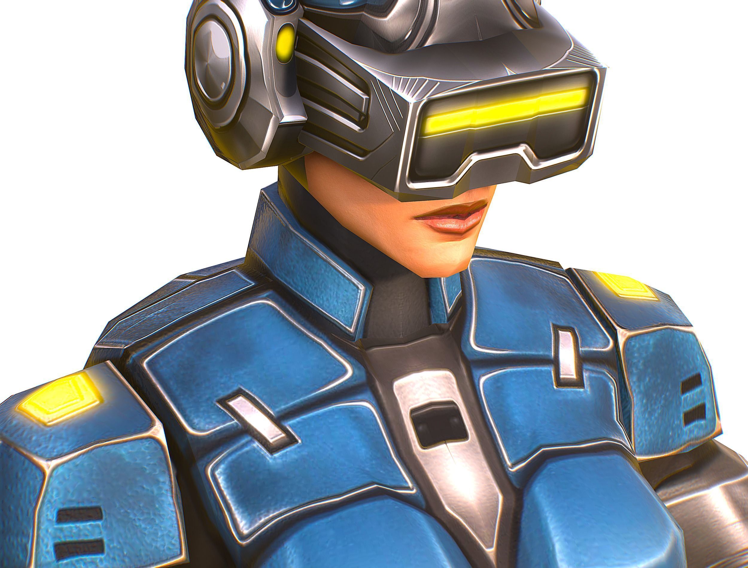 Cartoon Sci-Fi Cyborg Drone Sniper Soldier Low-poly 3D model_33