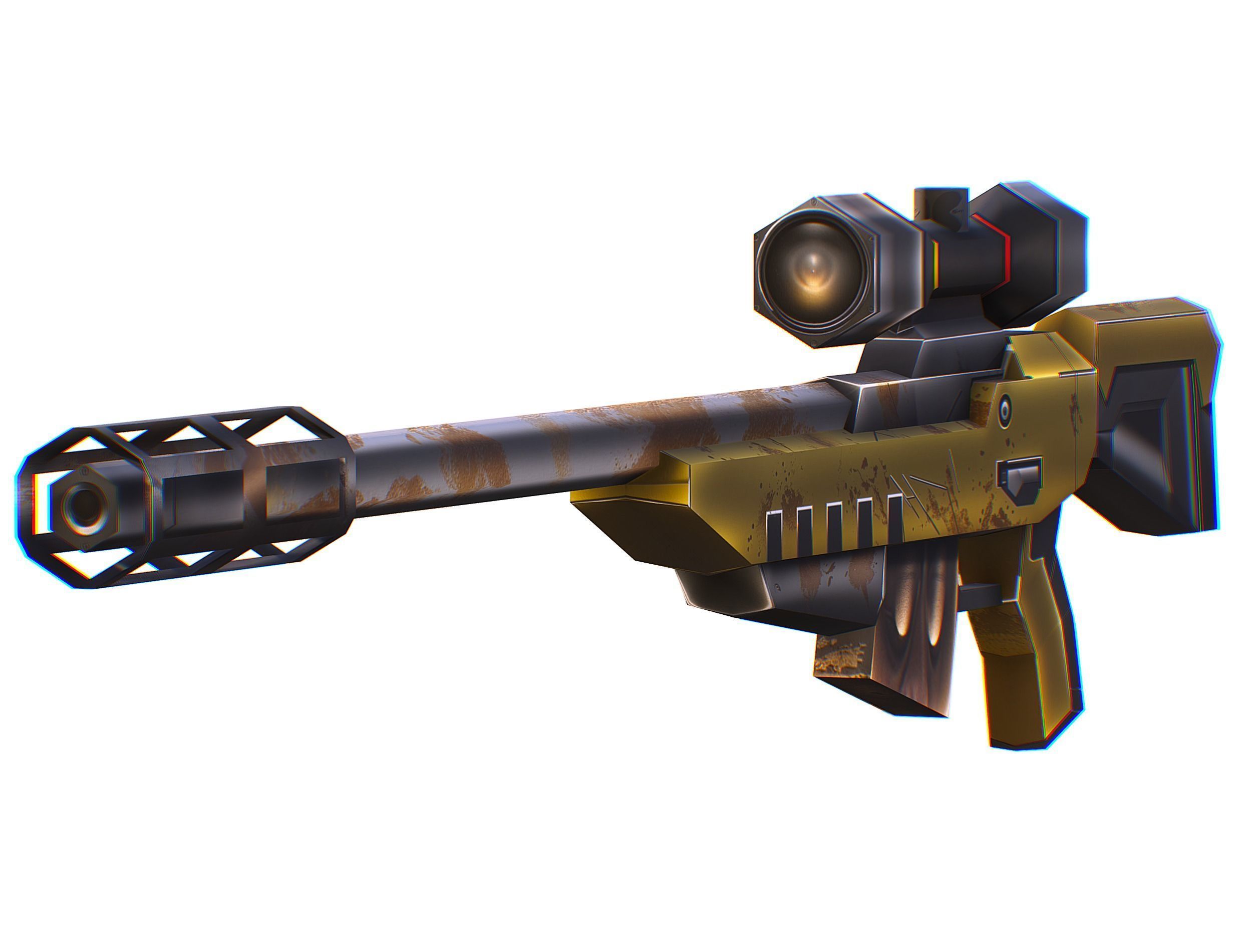 Cartoon Sci-Fi Cyborg Drone Sniper Soldier Low-poly 3D model_59