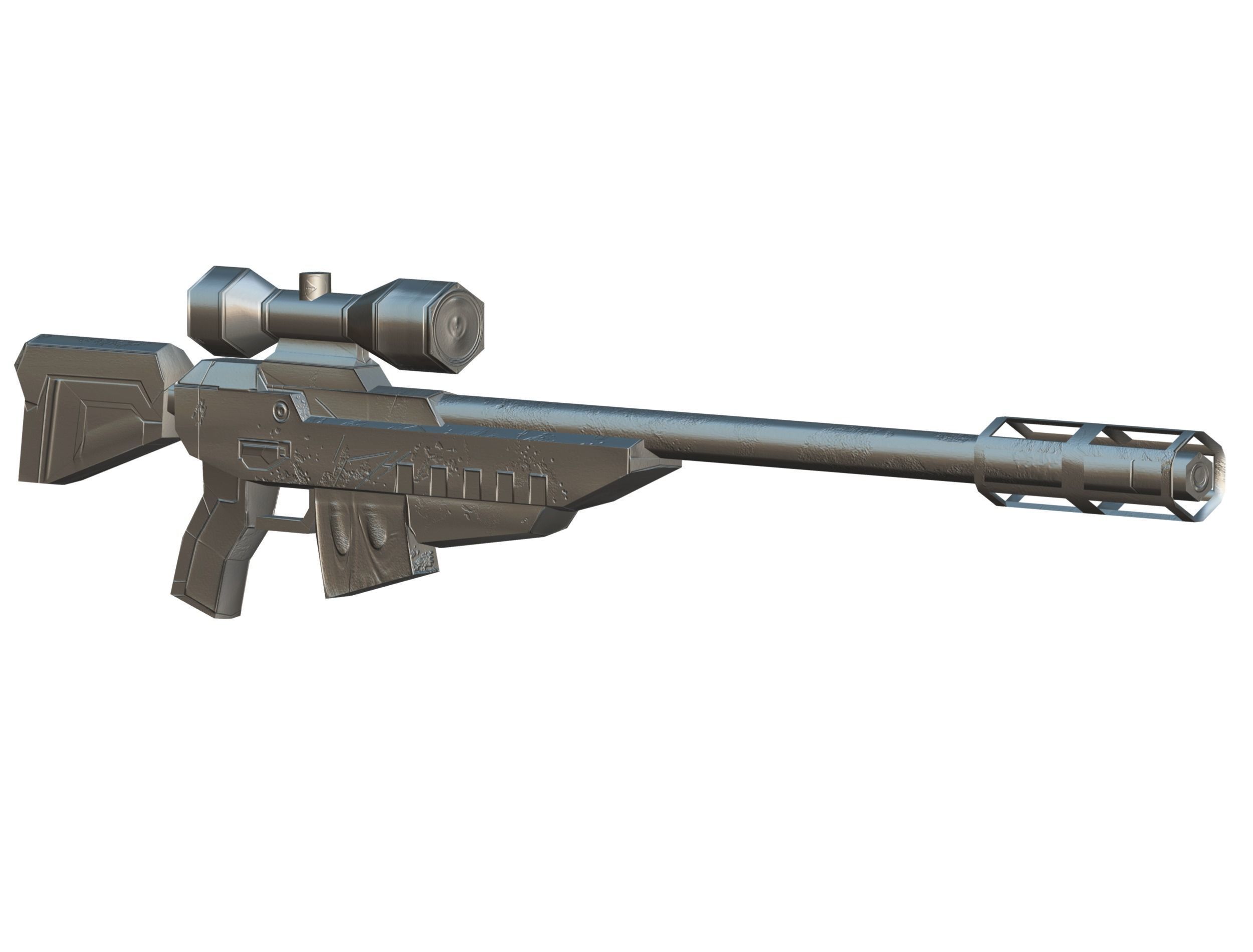 Cartoon Sci-Fi Cyborg Drone Sniper Soldier Low-poly 3D model_70