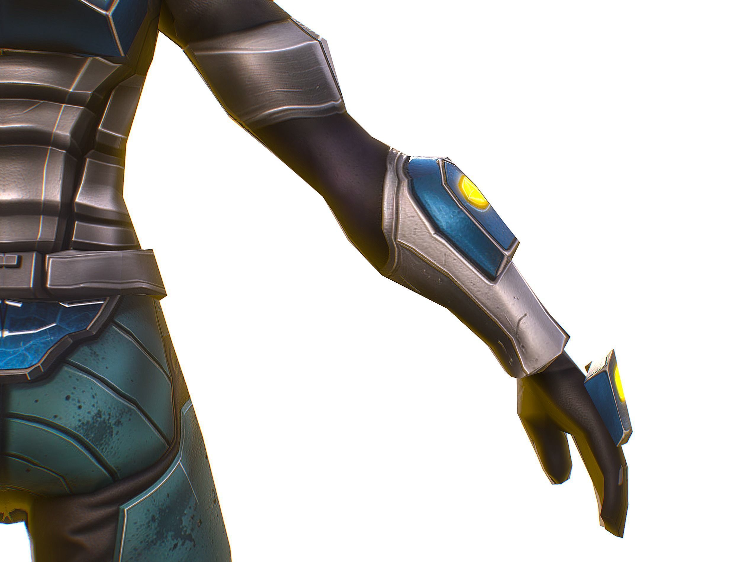 Cartoon Sci-Fi Cyborg Drone Sniper Soldier Low-poly 3D model_28