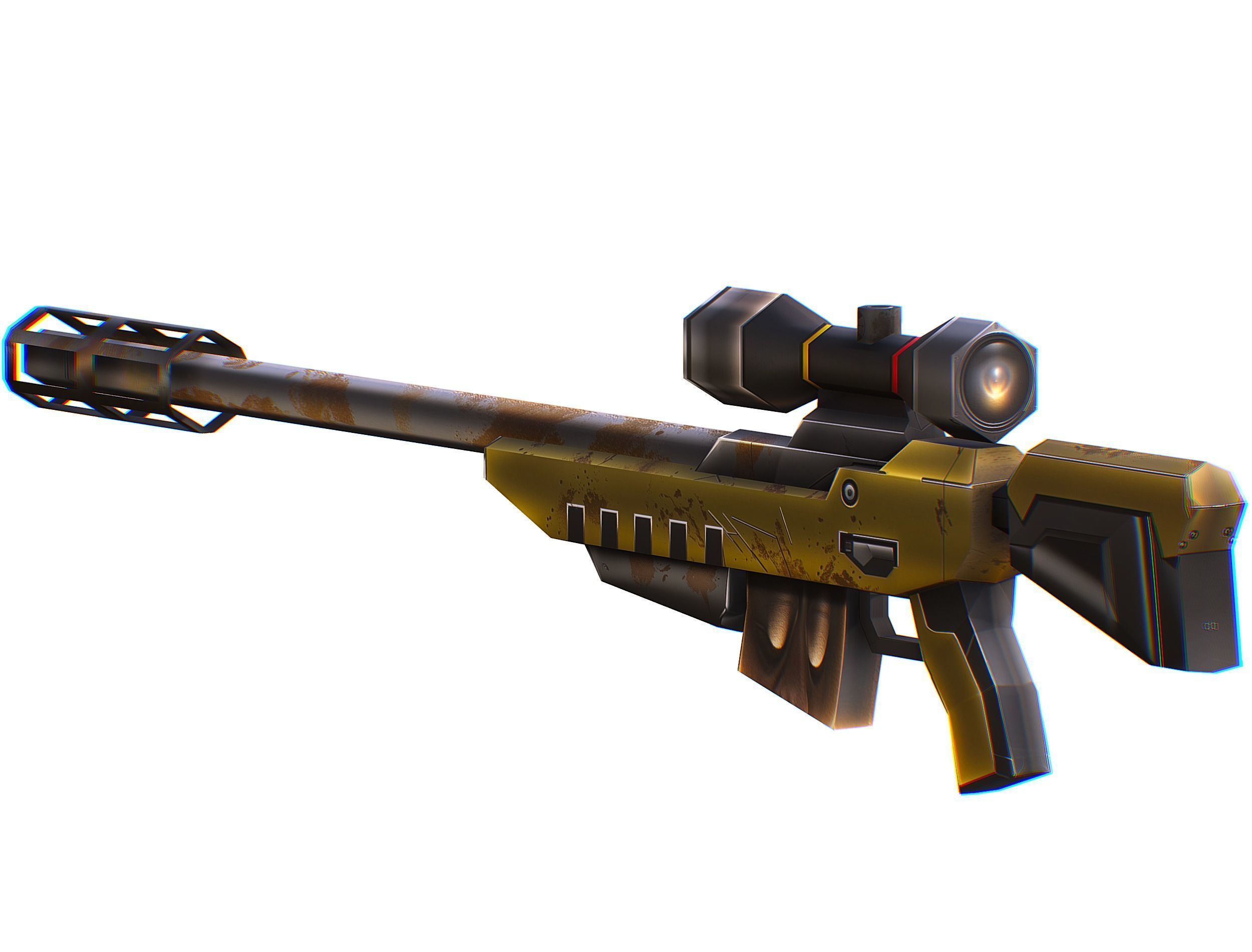 Cartoon Sci-Fi Cyborg Drone Sniper Soldier Low-poly 3D model_62