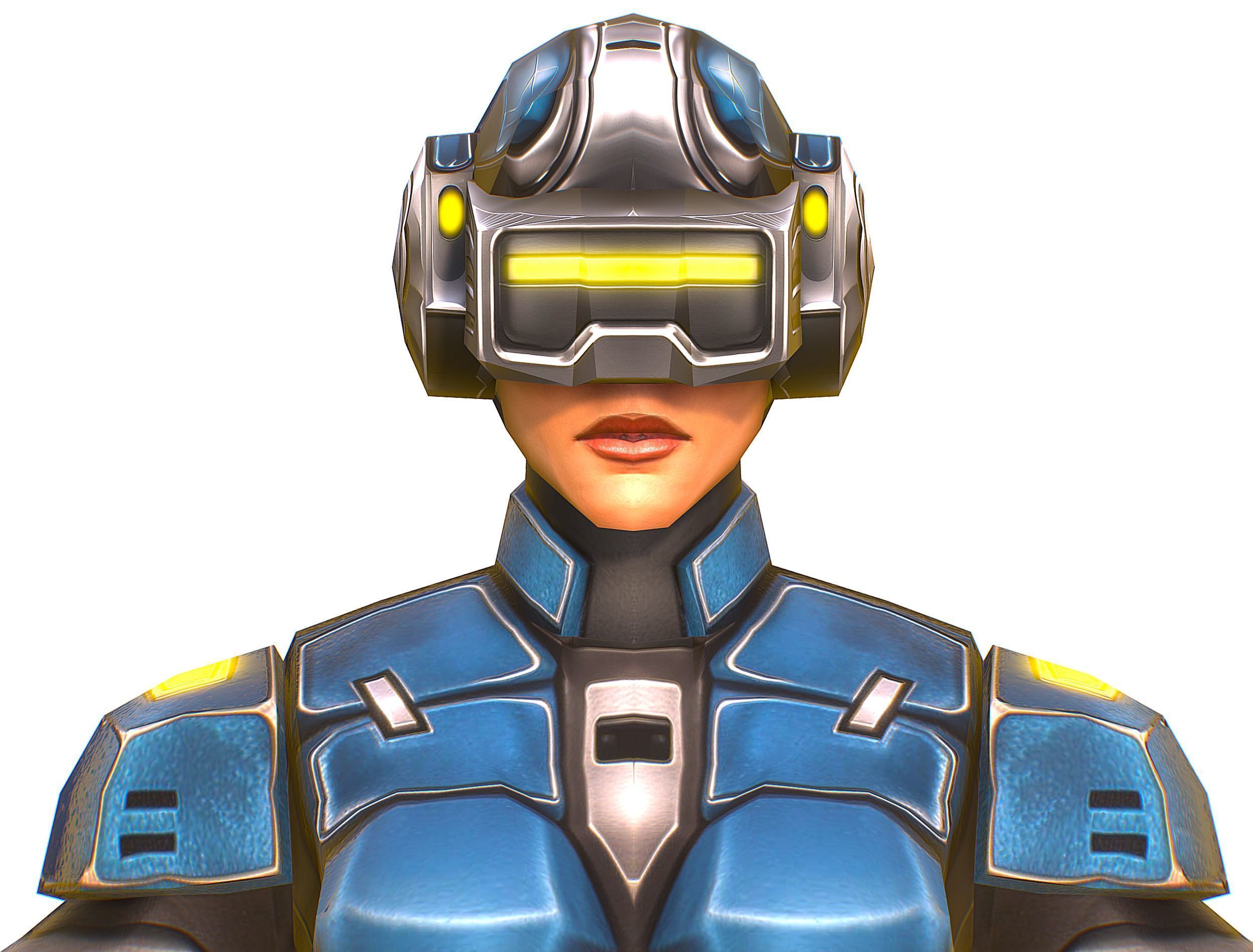 Cartoon Sci-Fi Cyborg Drone Sniper Soldier Low-poly 3D model_19