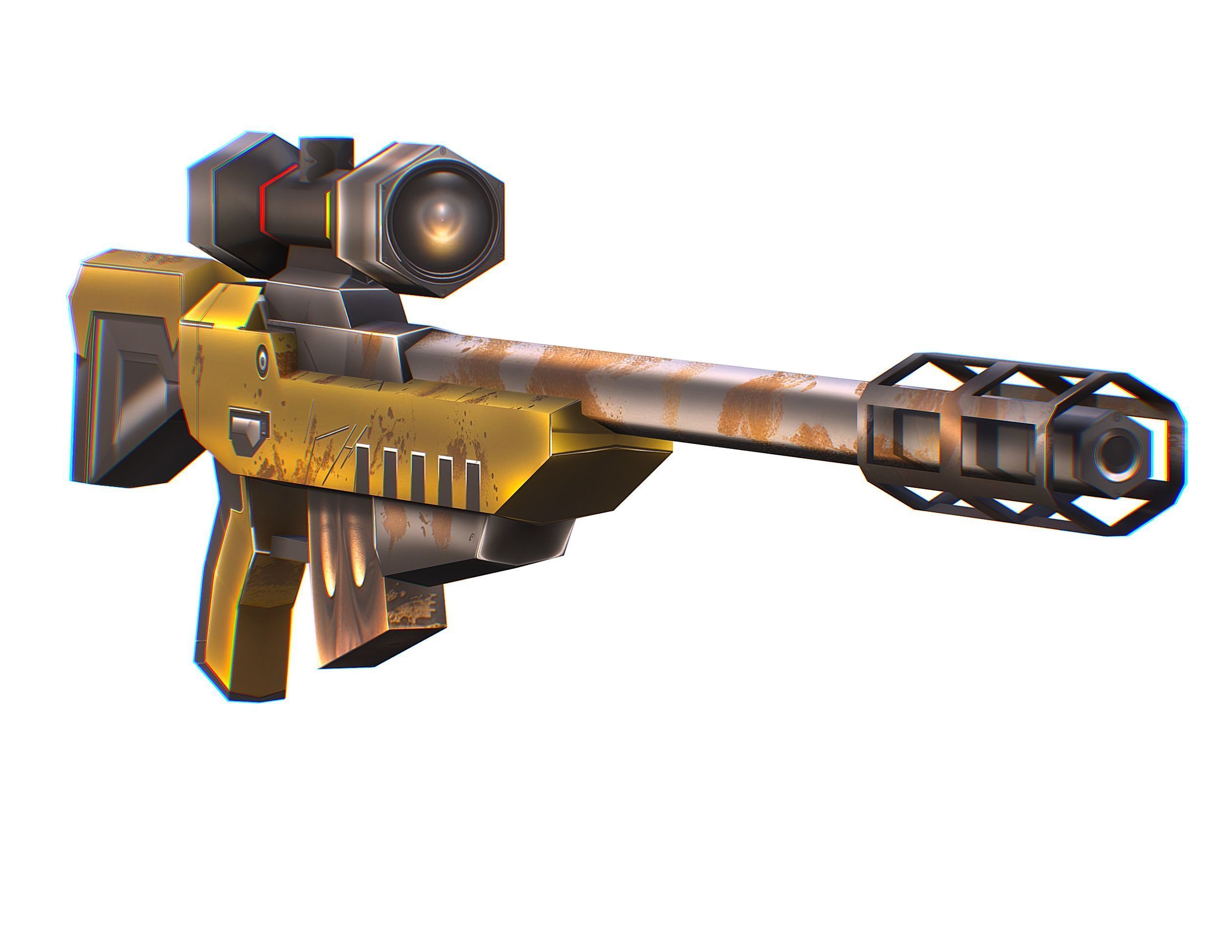 Cartoon Sci-Fi Cyborg Drone Sniper Soldier Low-poly 3D model_55