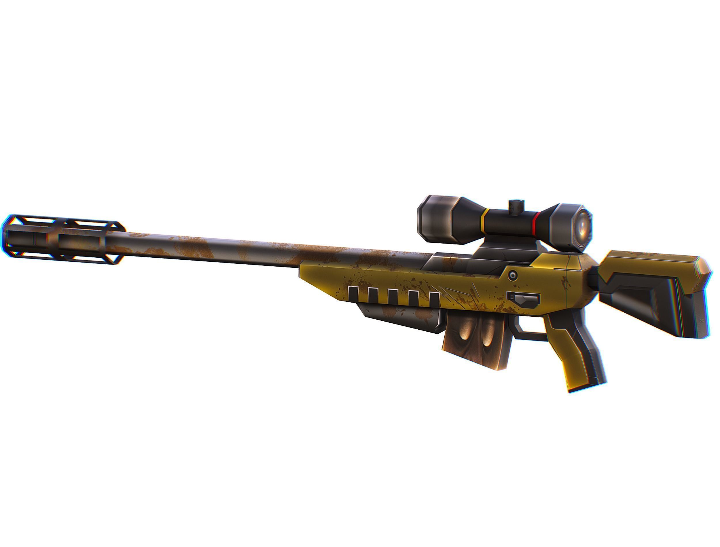 Cartoon Sci-Fi Cyborg Drone Sniper Soldier Low-poly 3D model_61