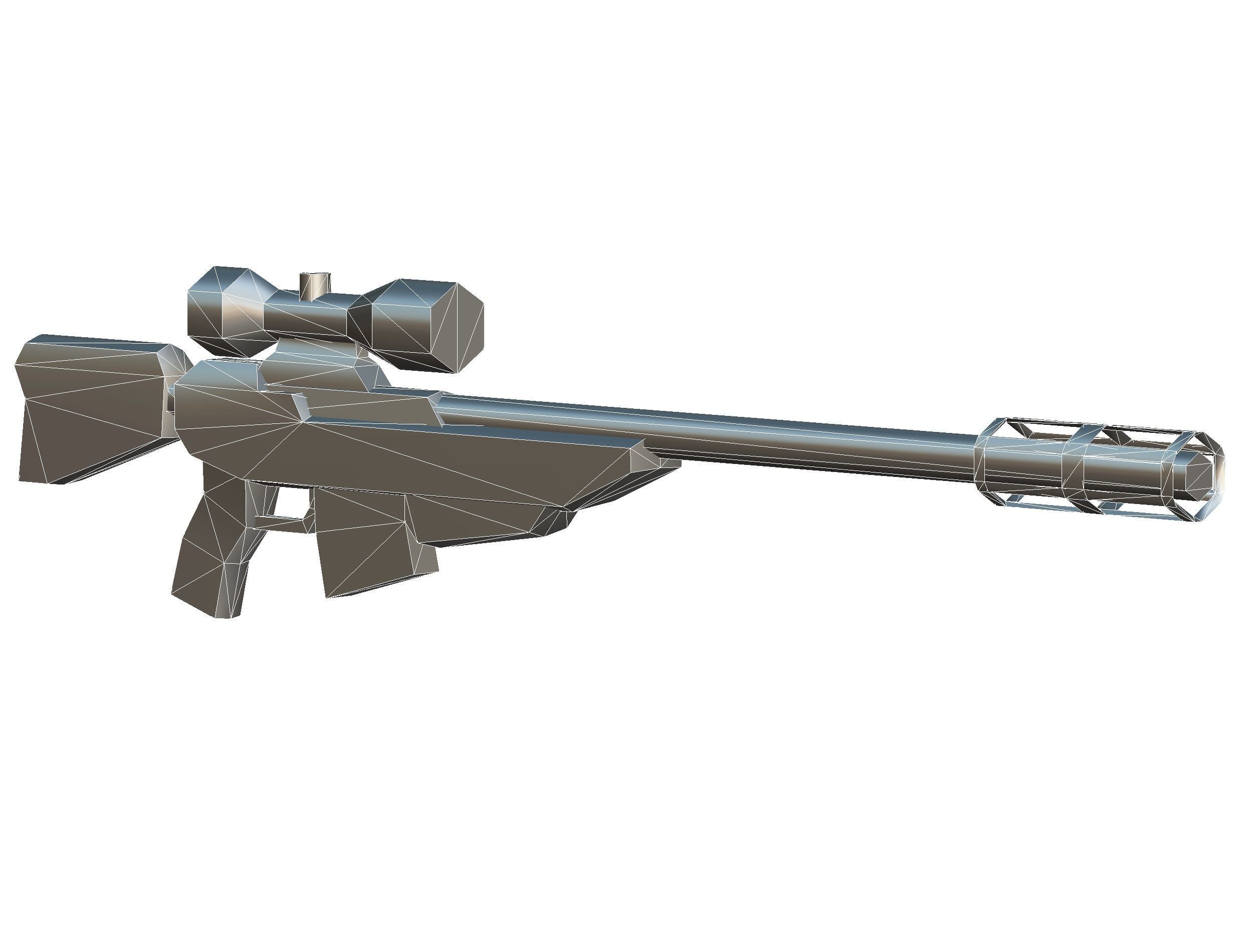 Cartoon Sci-Fi Cyborg Drone Sniper Soldier Low-poly 3D model_69