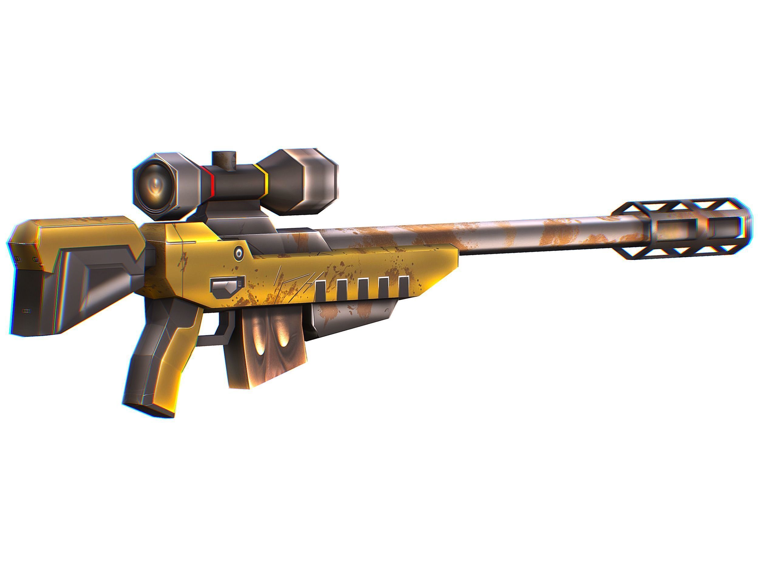 Cartoon Sci-Fi Cyborg Drone Sniper Soldier Low-poly 3D model_67