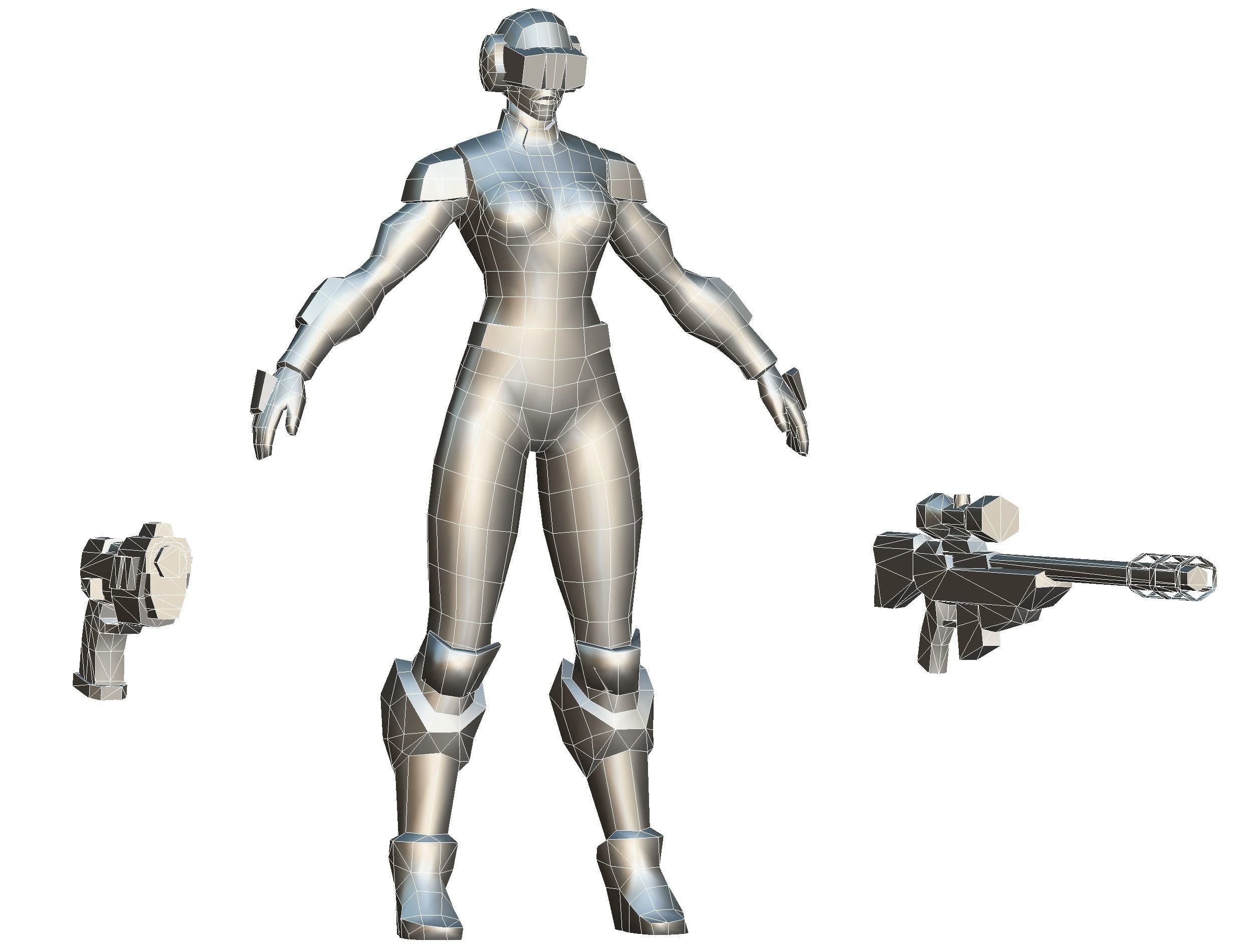 Cartoon Sci-Fi Cyborg Drone Sniper Soldier Low-poly 3D model_73