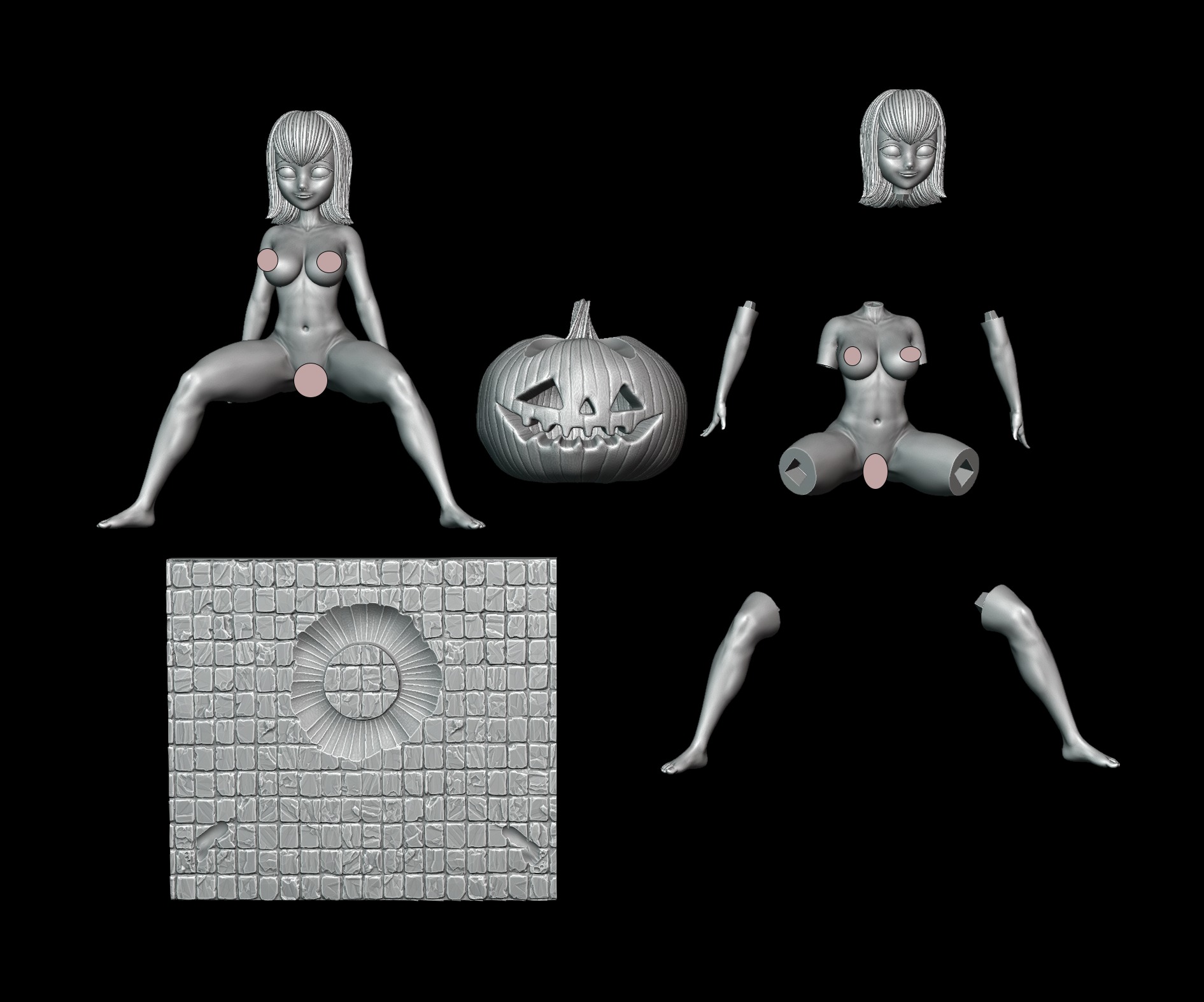 Girl on Halloween 3D print model_7
