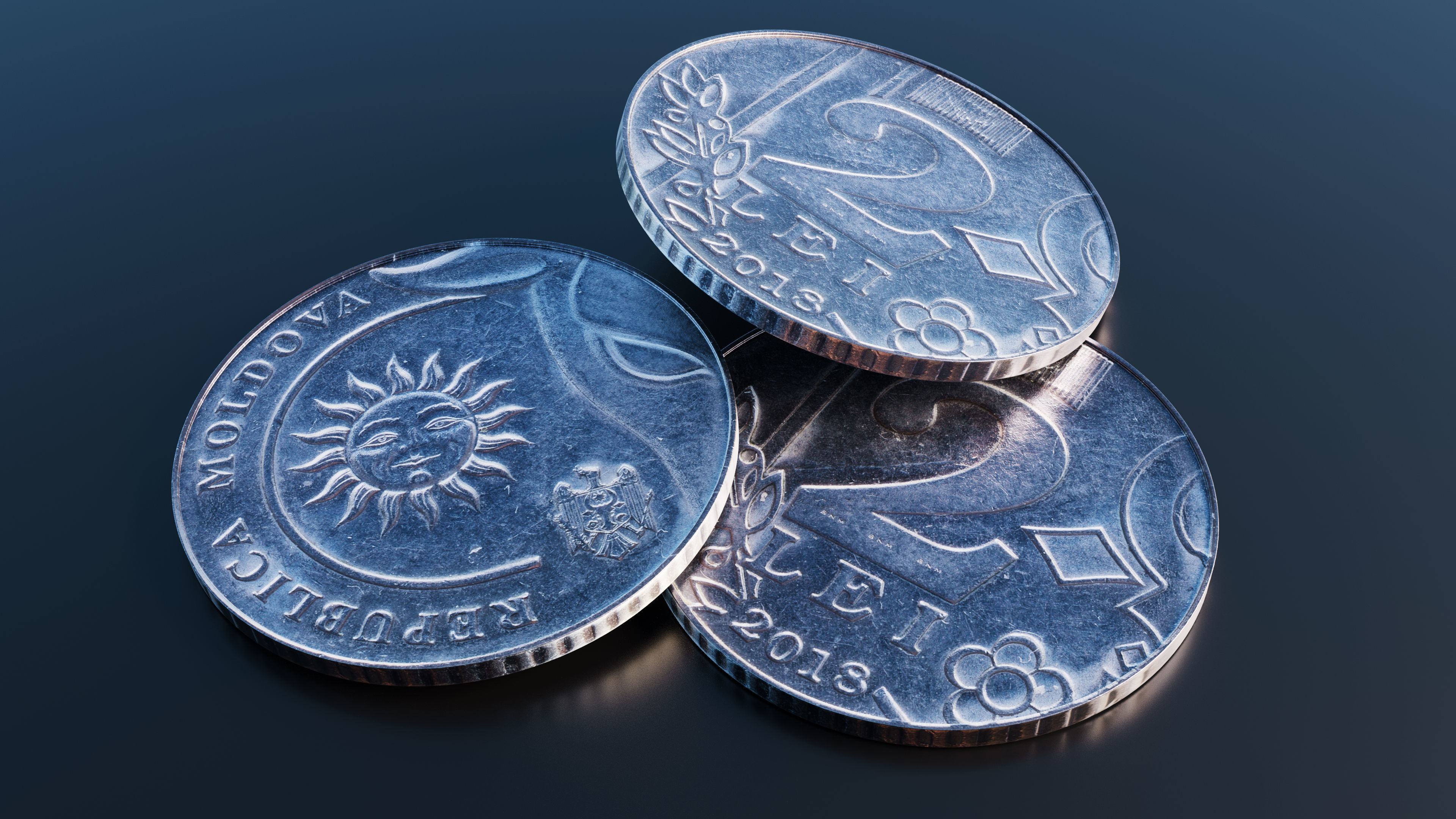 Collection of 27 coins Low-poly 3D model_10