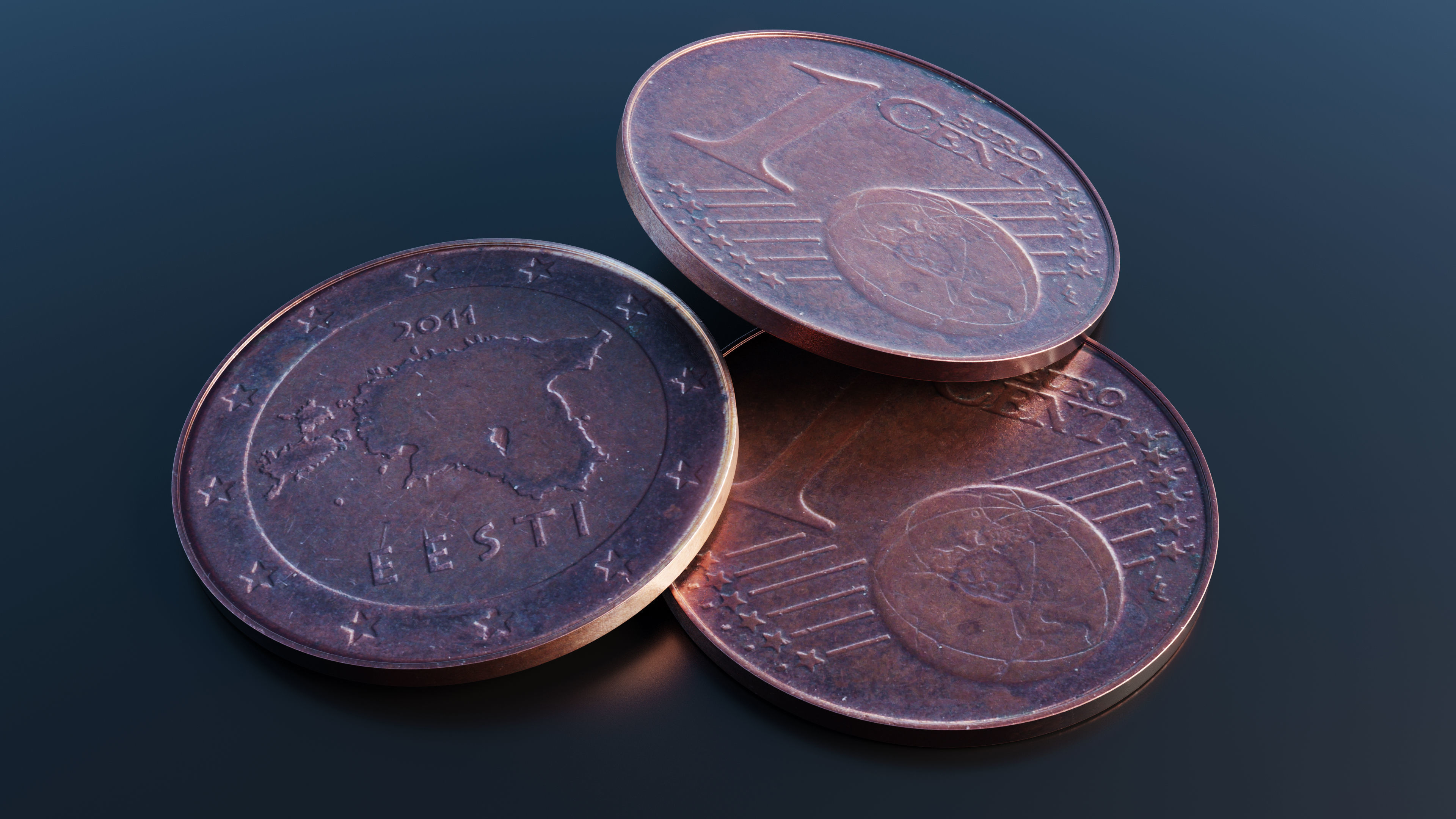 Collection of 27 coins Low-poly 3D model_6