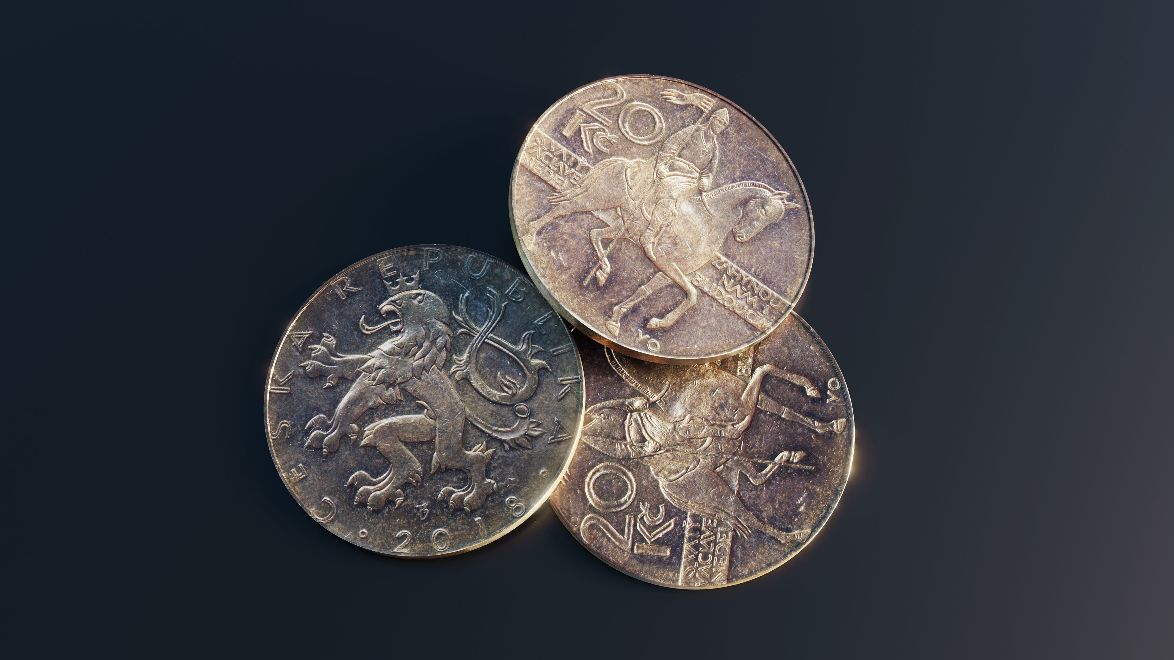Collection of 27 coins Low-poly 3D model_7