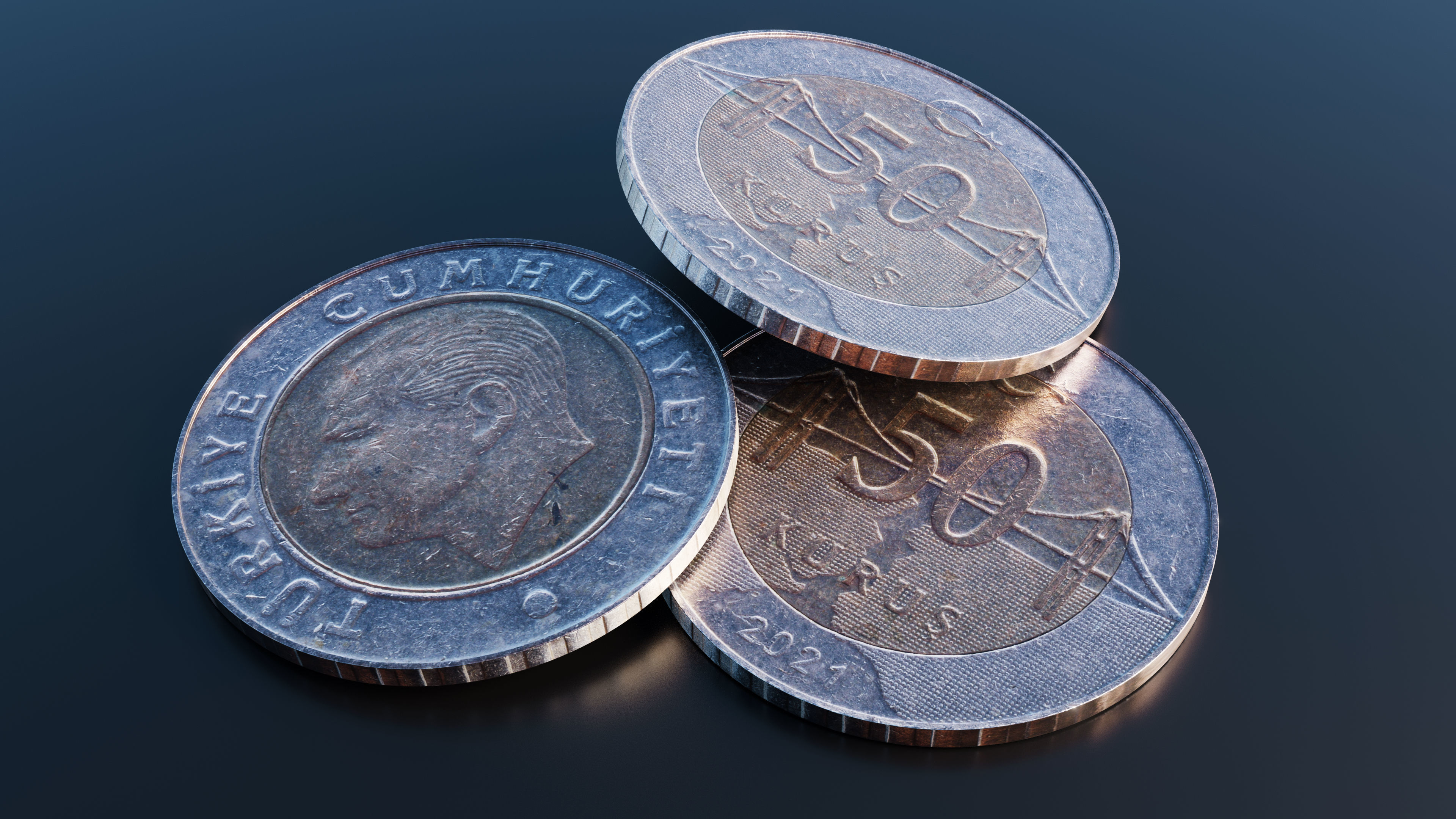 Collection of 27 coins Low-poly 3D model_8