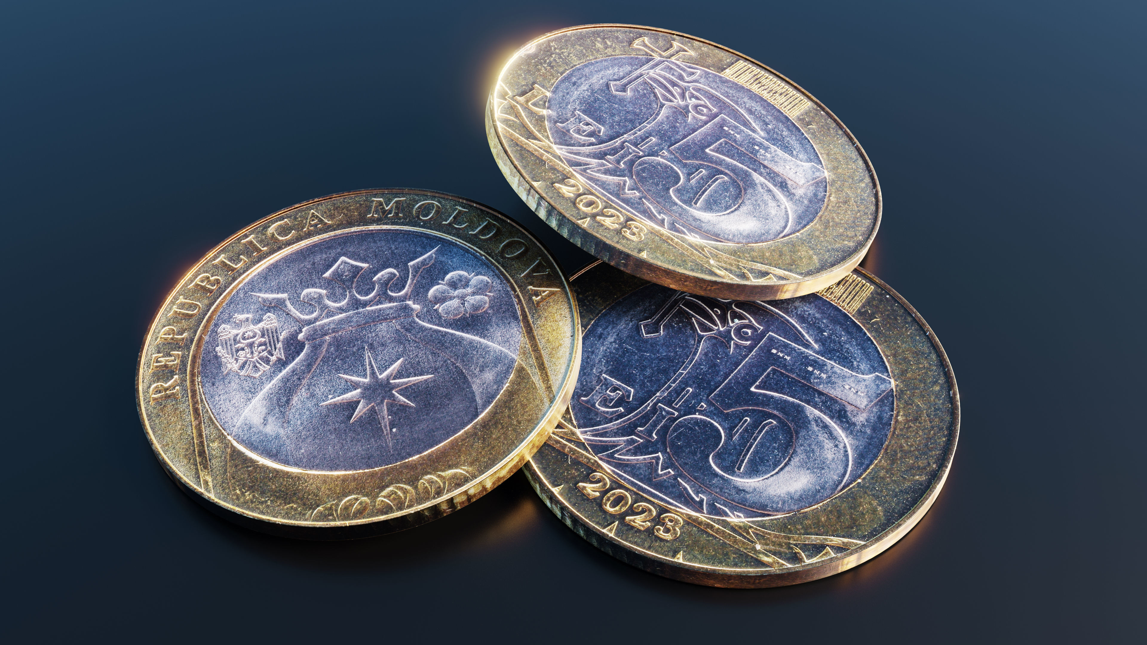 Collection of 27 coins Low-poly 3D model_9
