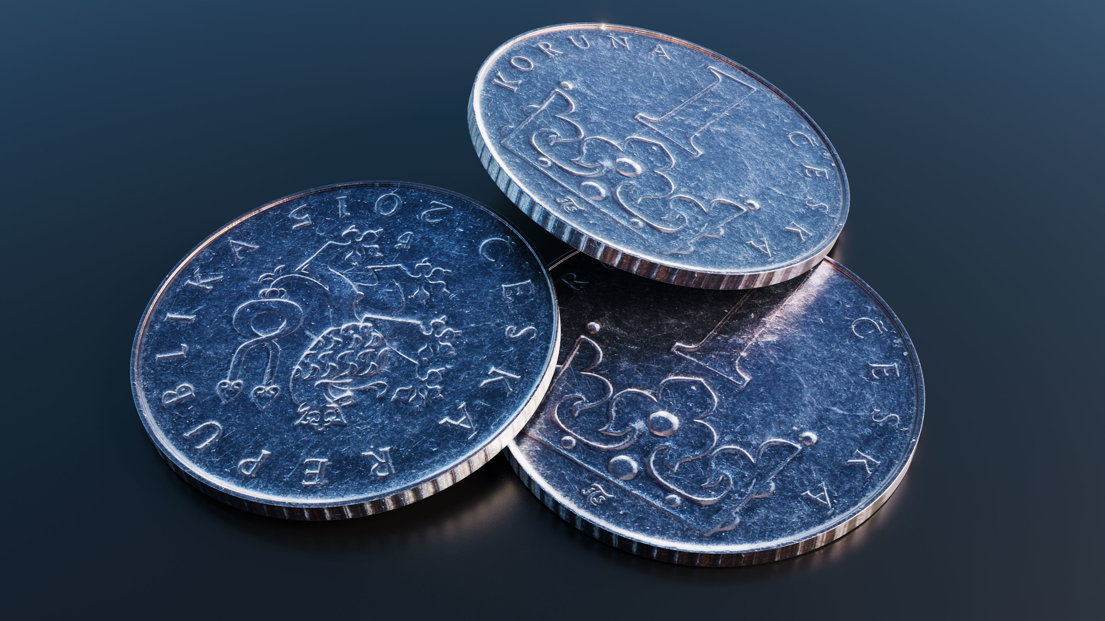 Collection of 27 coins Low-poly 3D model_15