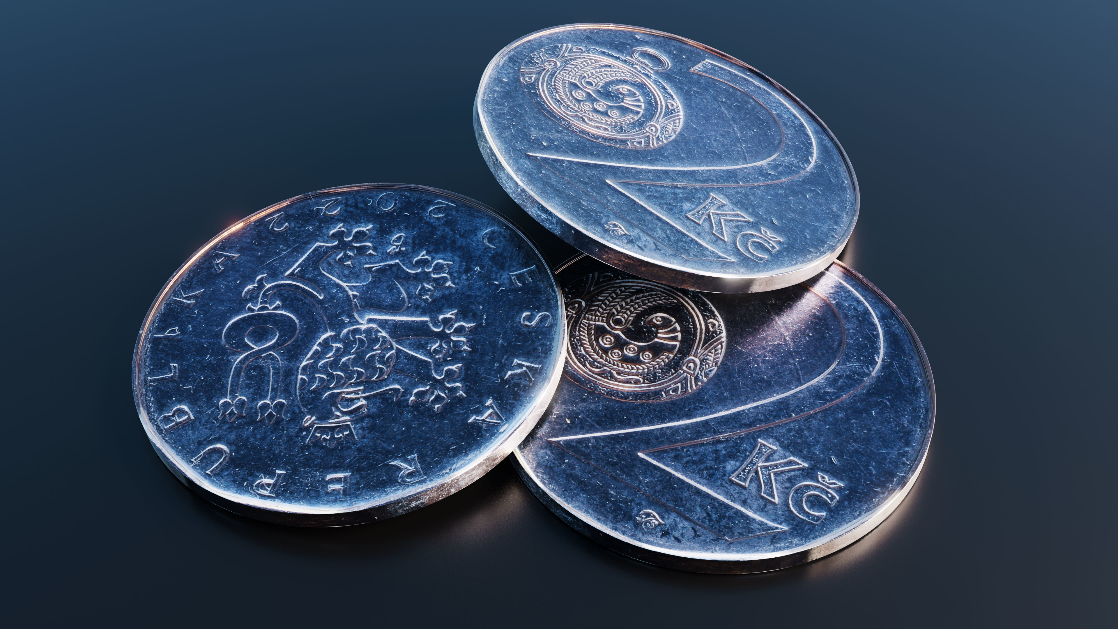 Collection of 27 coins Low-poly 3D model_13