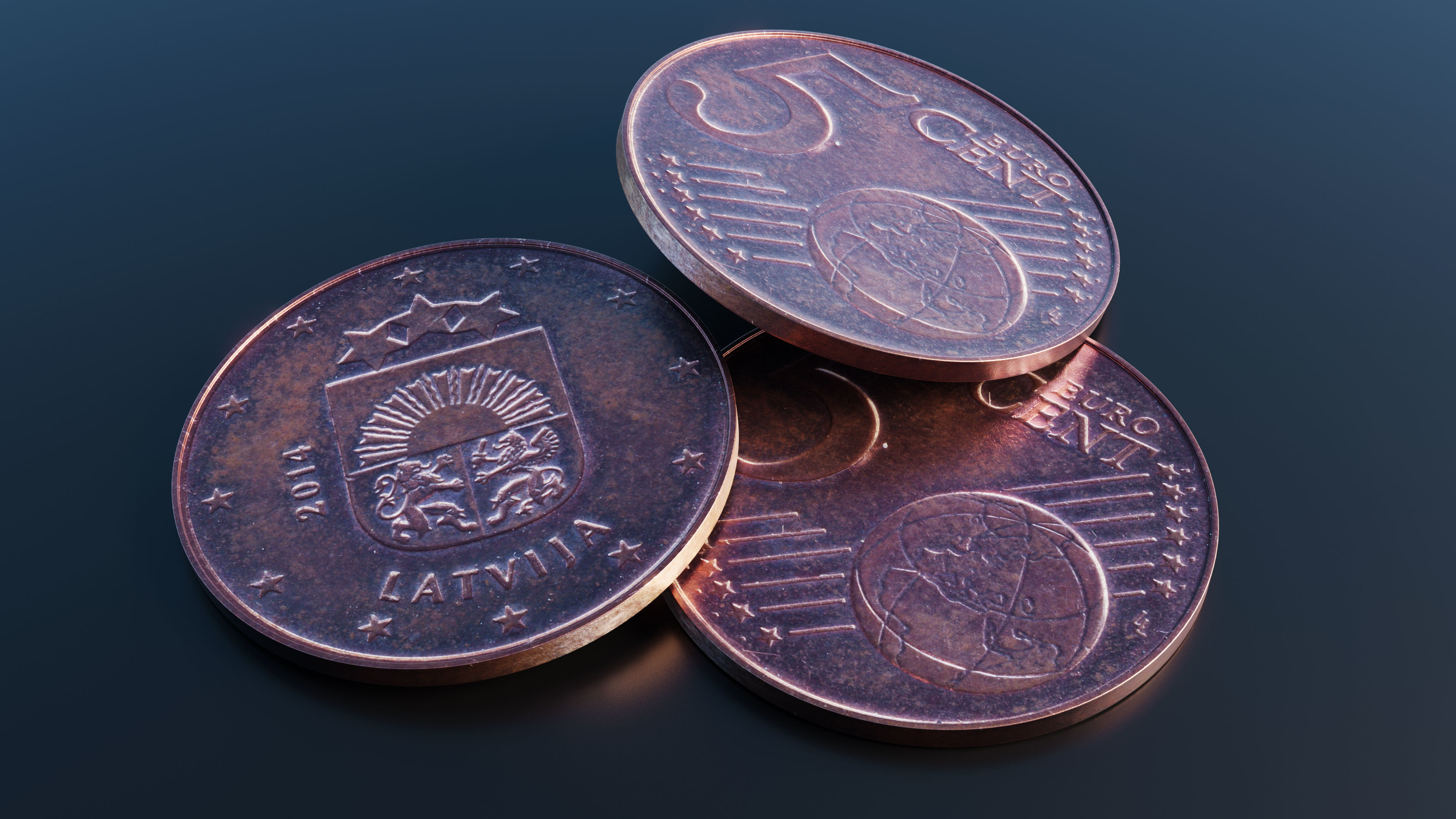 Collection of 27 coins Low-poly 3D model_19