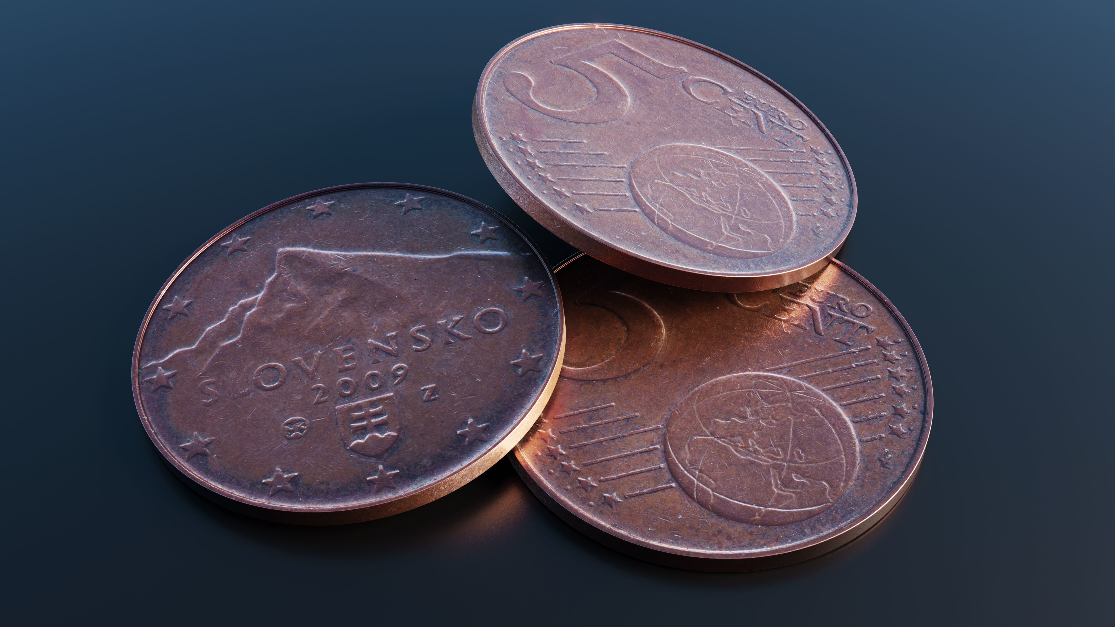 Collection of 27 coins Low-poly 3D model_21