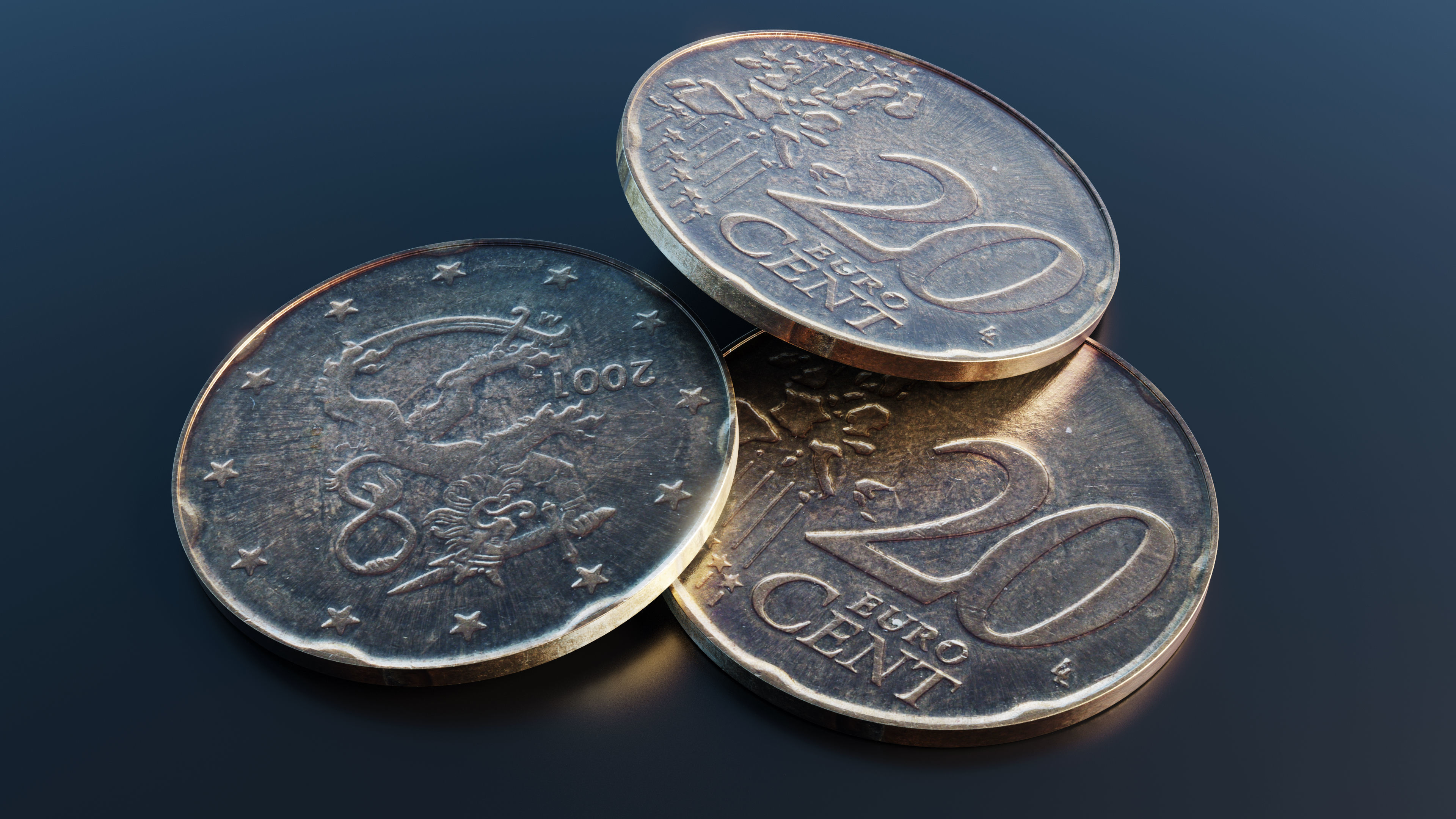 Collection of 27 coins Low-poly 3D model_18