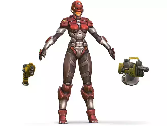 Cartoon Sci-Fi Cyborg Drone Heavy Machine Gunner