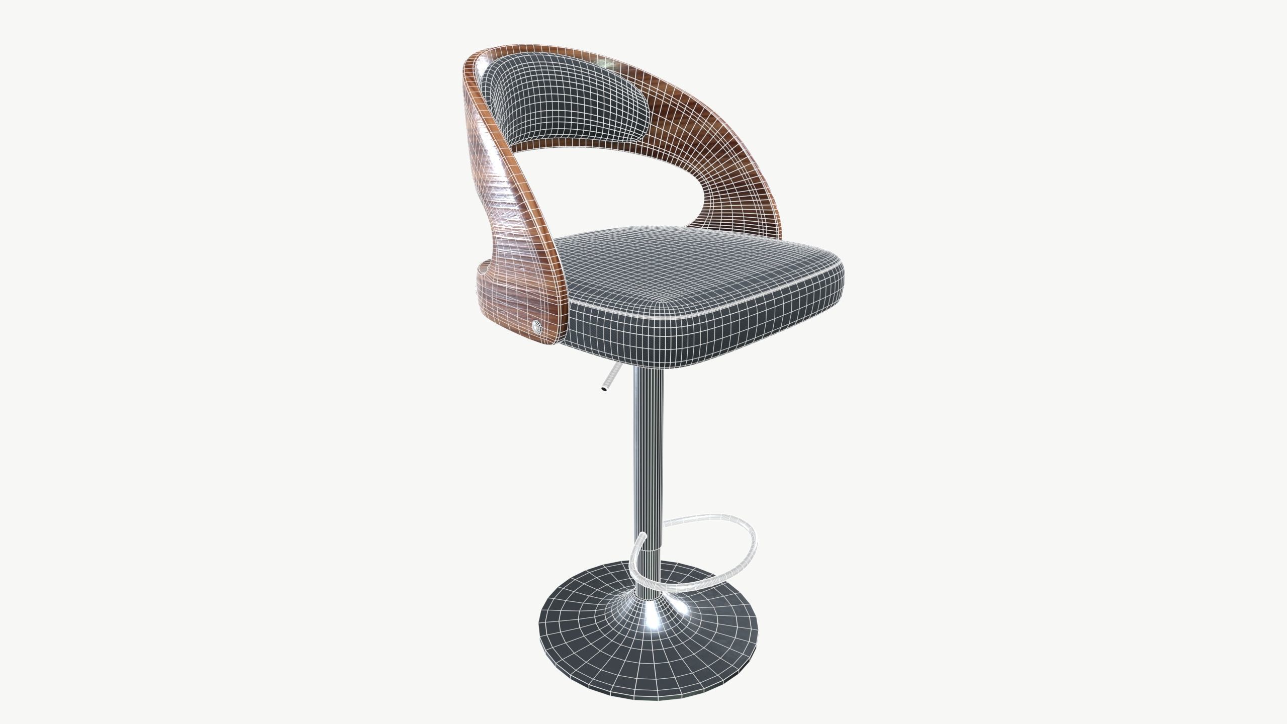 Bar Stool Bar Counter Chair Low-poly 3D model_6