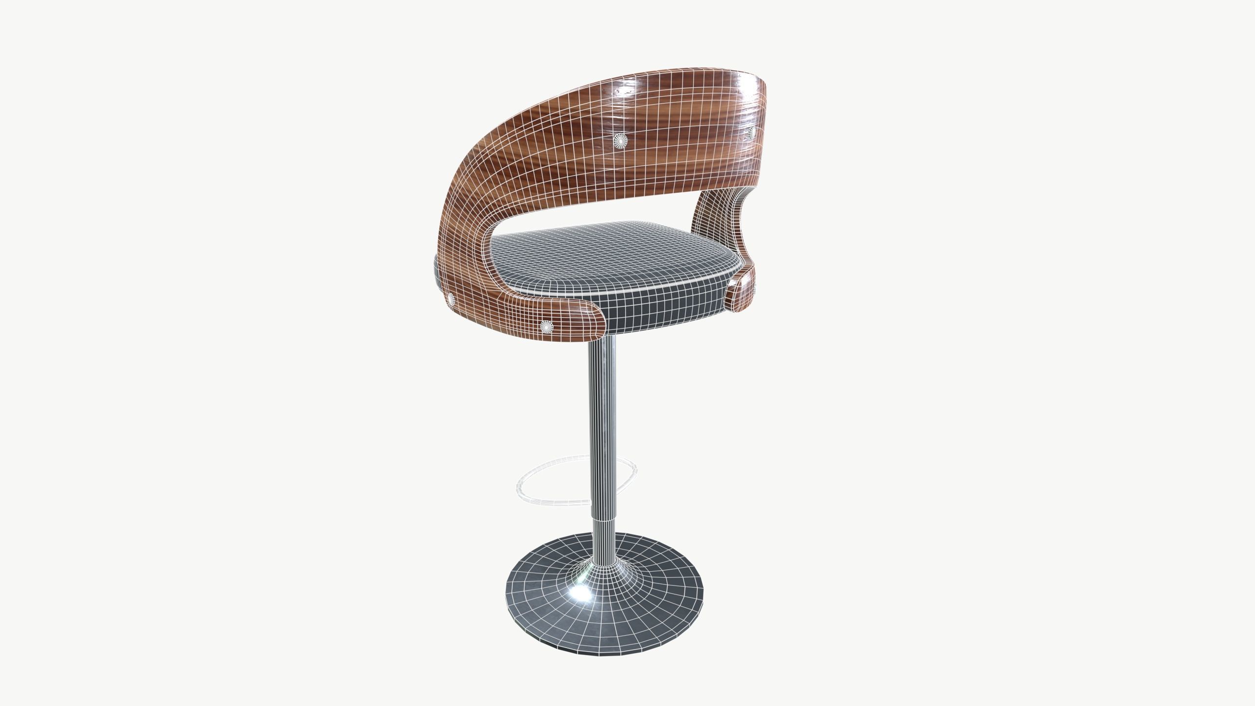 Bar Stool Bar Counter Chair Low-poly 3D model_7