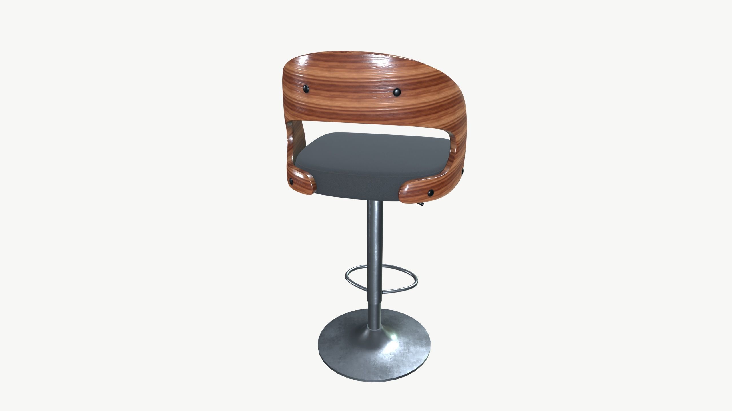 Bar Stool Bar Counter Chair Low-poly 3D model_4