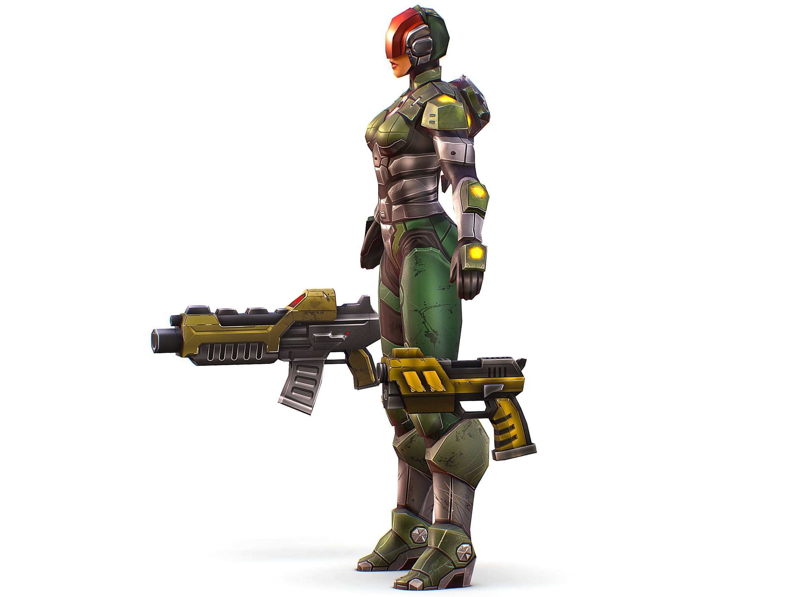 Cartoon Sci-Fi Cyborg Drone Trooper Soldier Low-poly 3D model_4