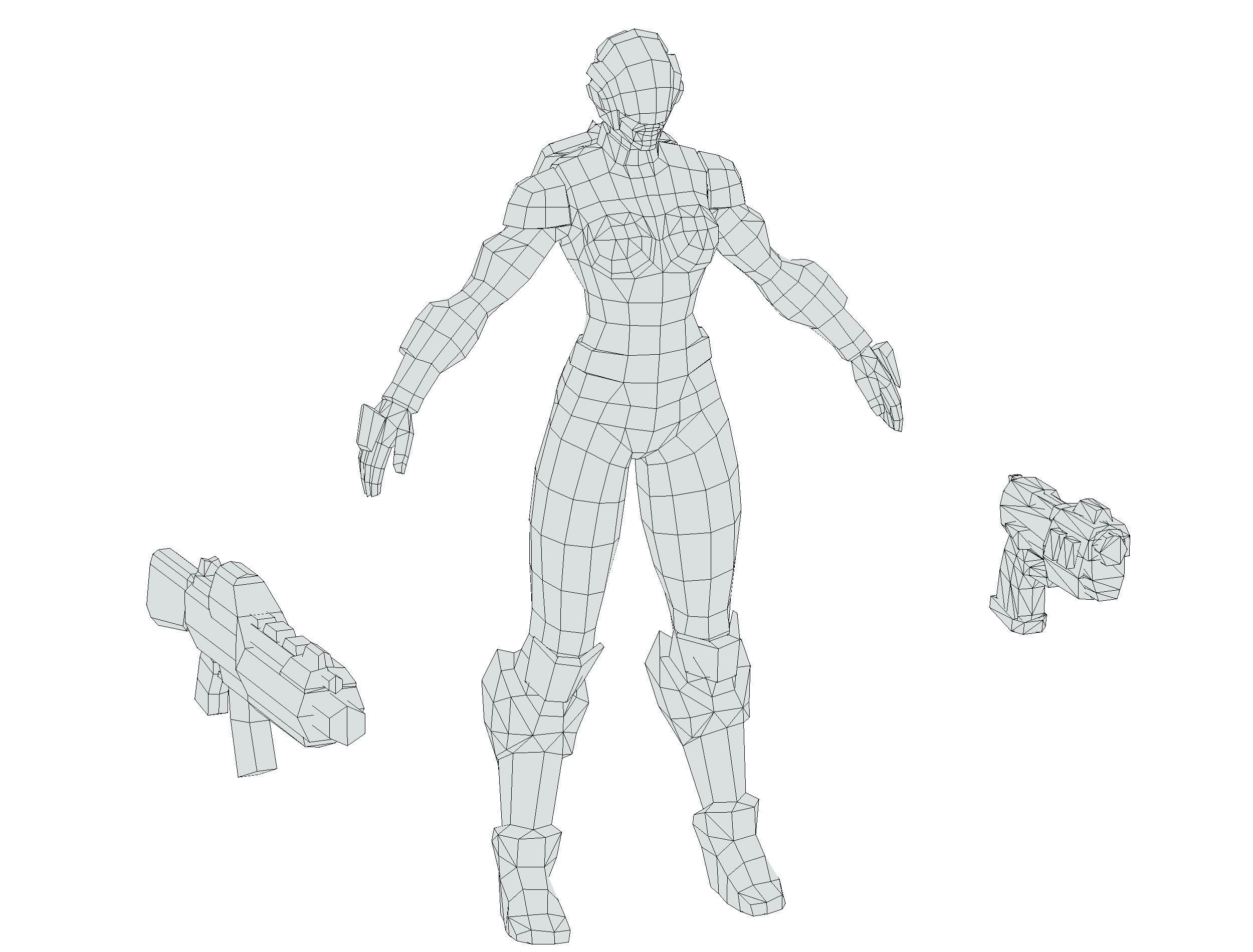 Cartoon Sci-Fi Cyborg Drone Trooper Soldier Low-poly 3D model_81