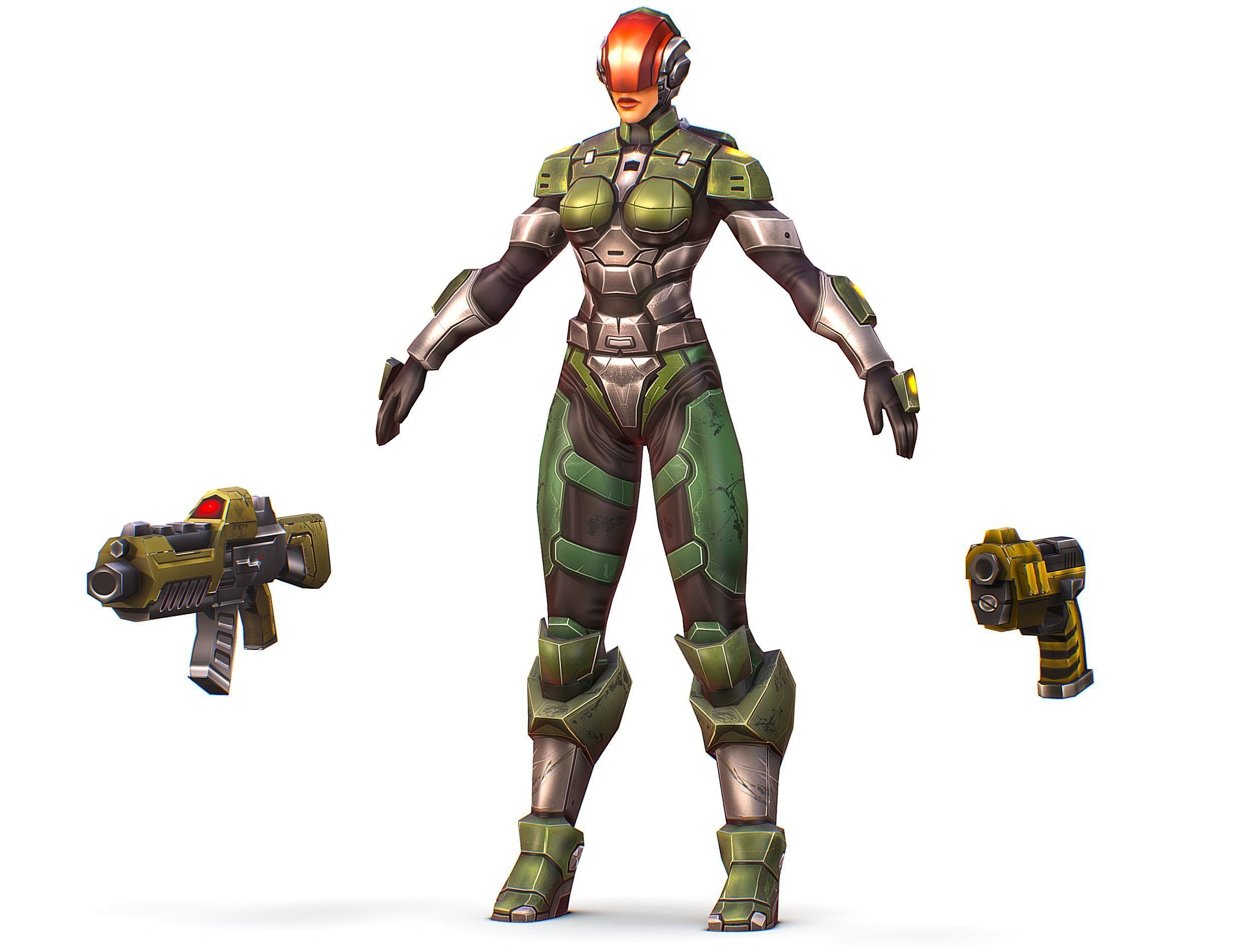 Cartoon Sci-Fi Cyborg Drone Trooper Soldier Low-poly 3D model_2