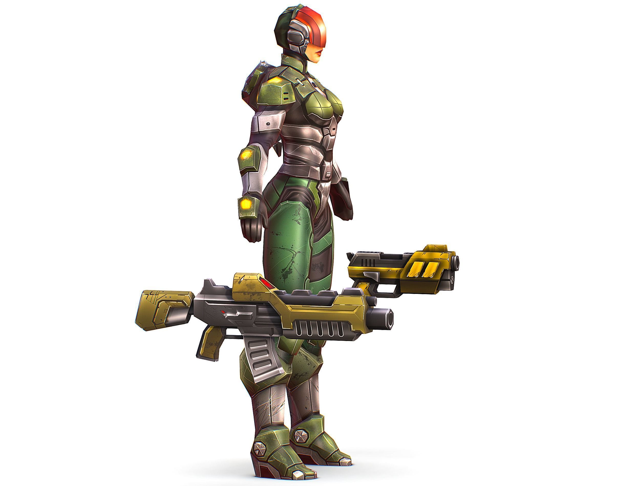 Cartoon Sci-Fi Cyborg Drone Trooper Soldier Low-poly 3D model_11