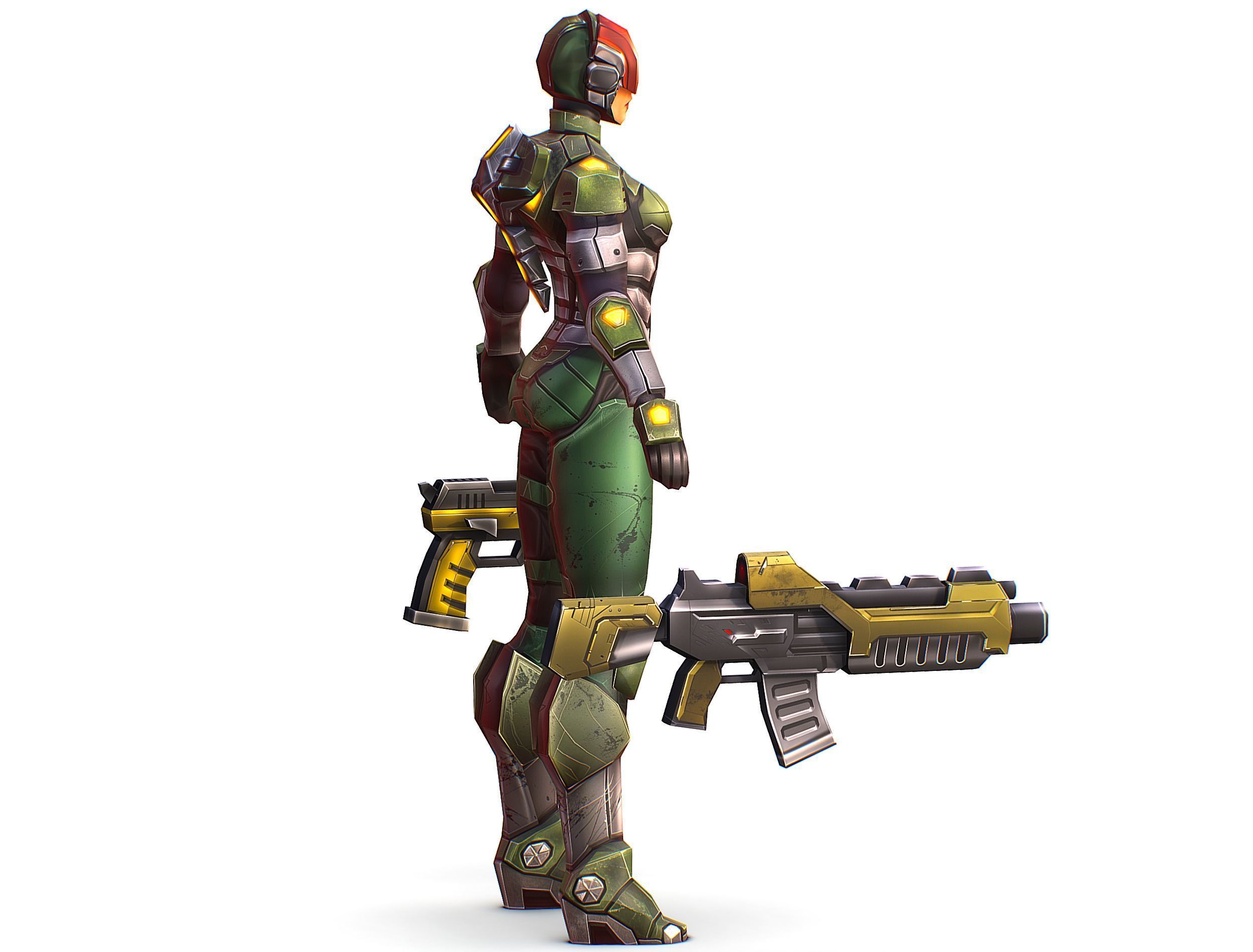 Cartoon Sci-Fi Cyborg Drone Trooper Soldier Low-poly 3D model_10