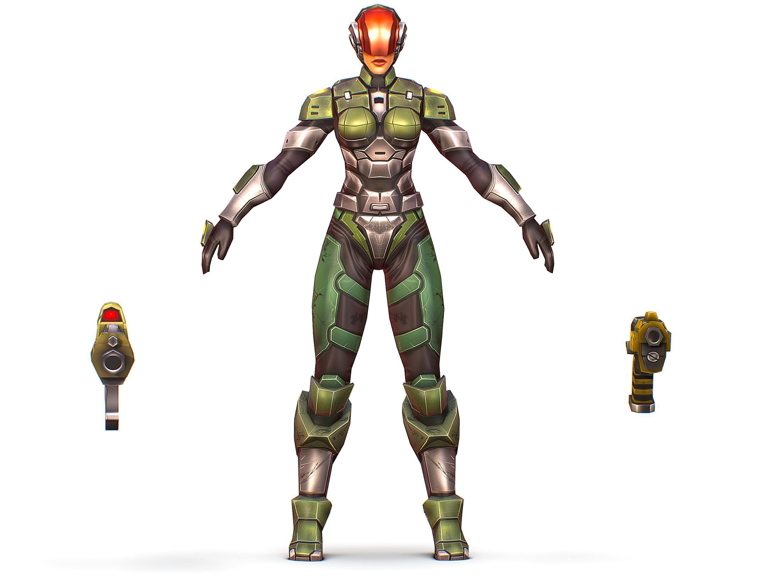 Cartoon Sci-Fi Cyborg Drone Trooper Soldier Low-poly 3D model_1