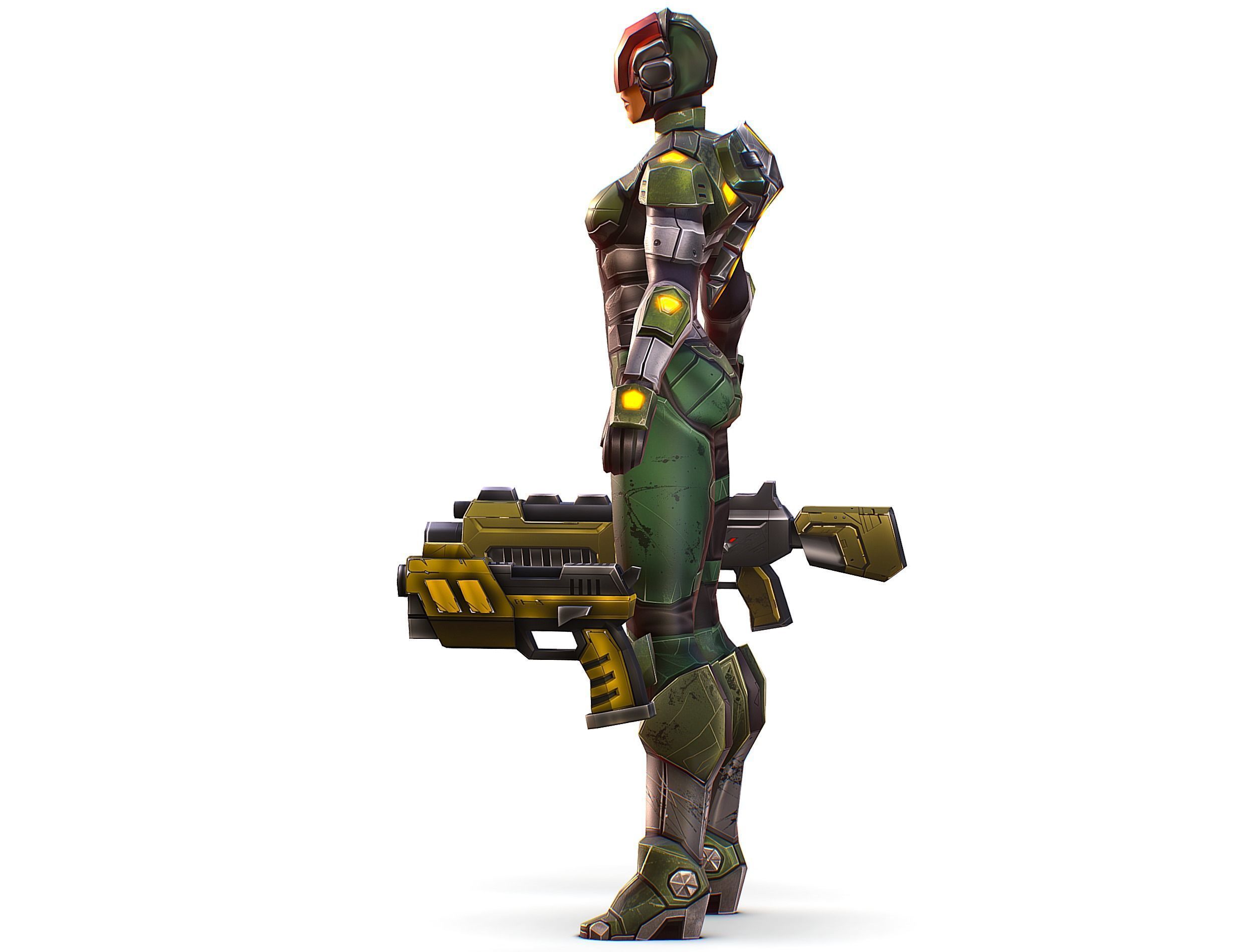 Cartoon Sci-Fi Cyborg Drone Trooper Soldier Low-poly 3D model_5