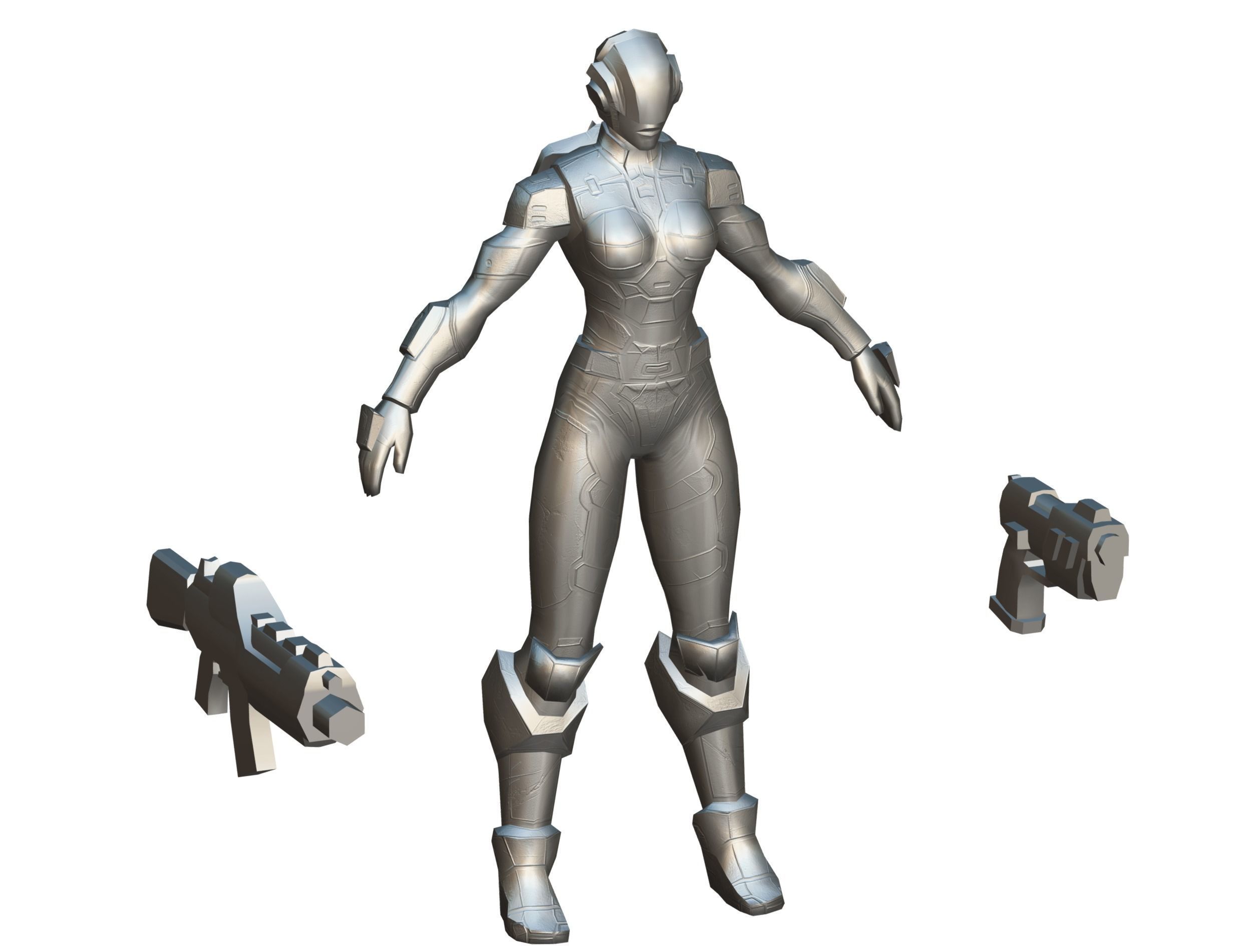 Cartoon Sci-Fi Cyborg Drone Trooper Soldier Low-poly 3D model_80