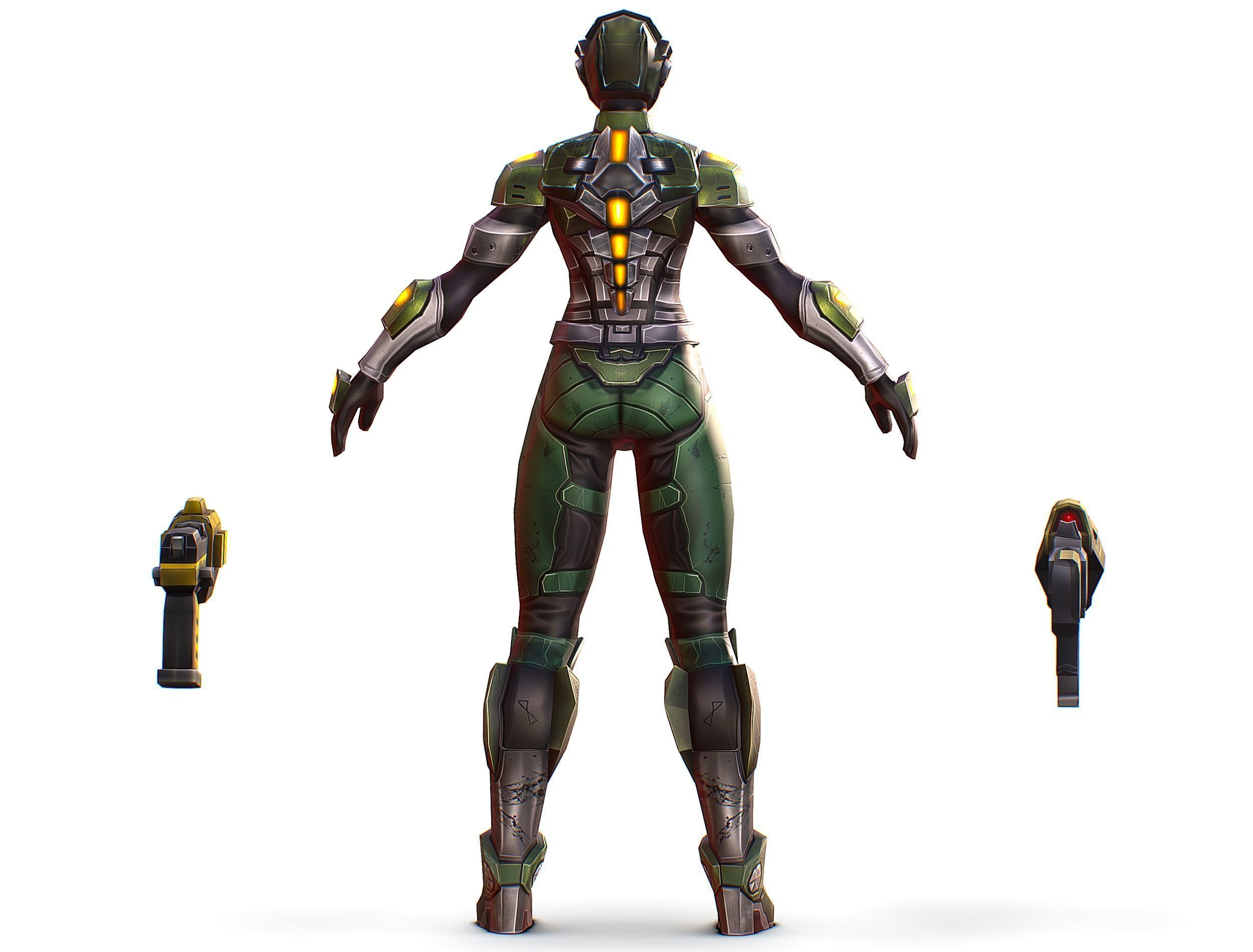 Cartoon Sci-Fi Cyborg Drone Trooper Soldier Low-poly 3D model_8