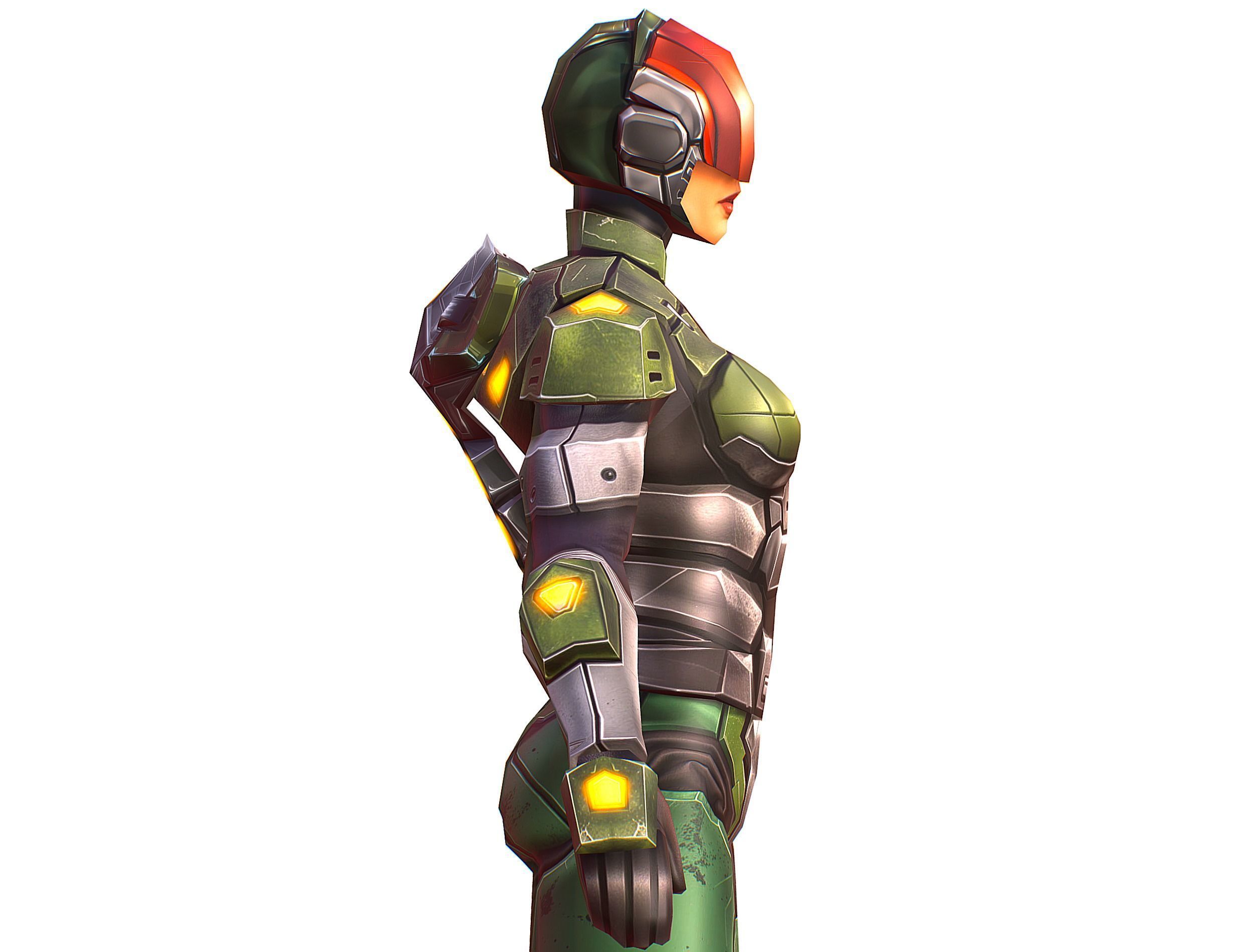 Cartoon Sci-Fi Cyborg Drone Trooper Soldier Low-poly 3D model_28