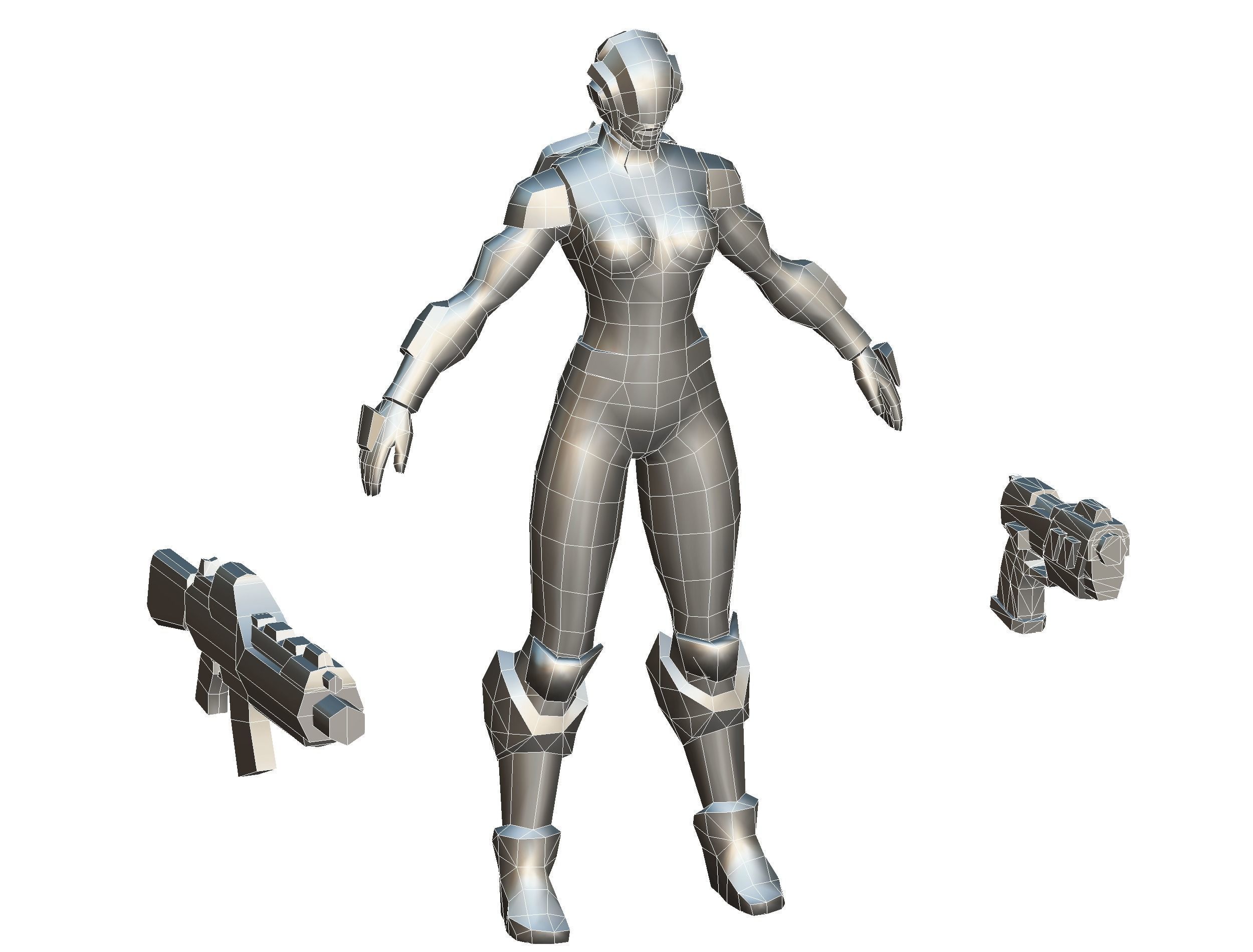 Cartoon Sci-Fi Cyborg Drone Trooper Soldier Low-poly 3D model_79