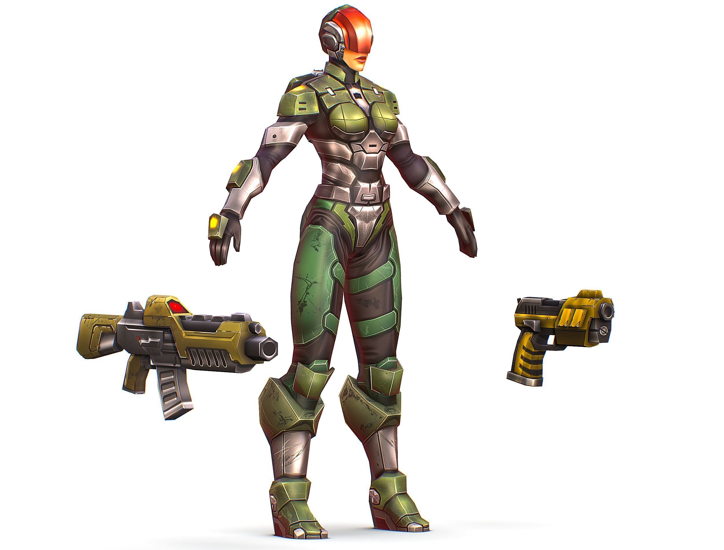 Cartoon Sci-Fi Cyborg Drone Trooper Soldier Low-poly 3D model_12