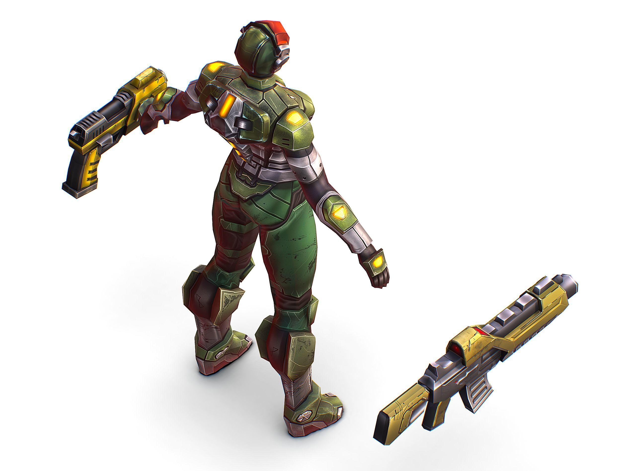 Cartoon Sci-Fi Cyborg Drone Trooper Soldier Low-poly 3D model_33