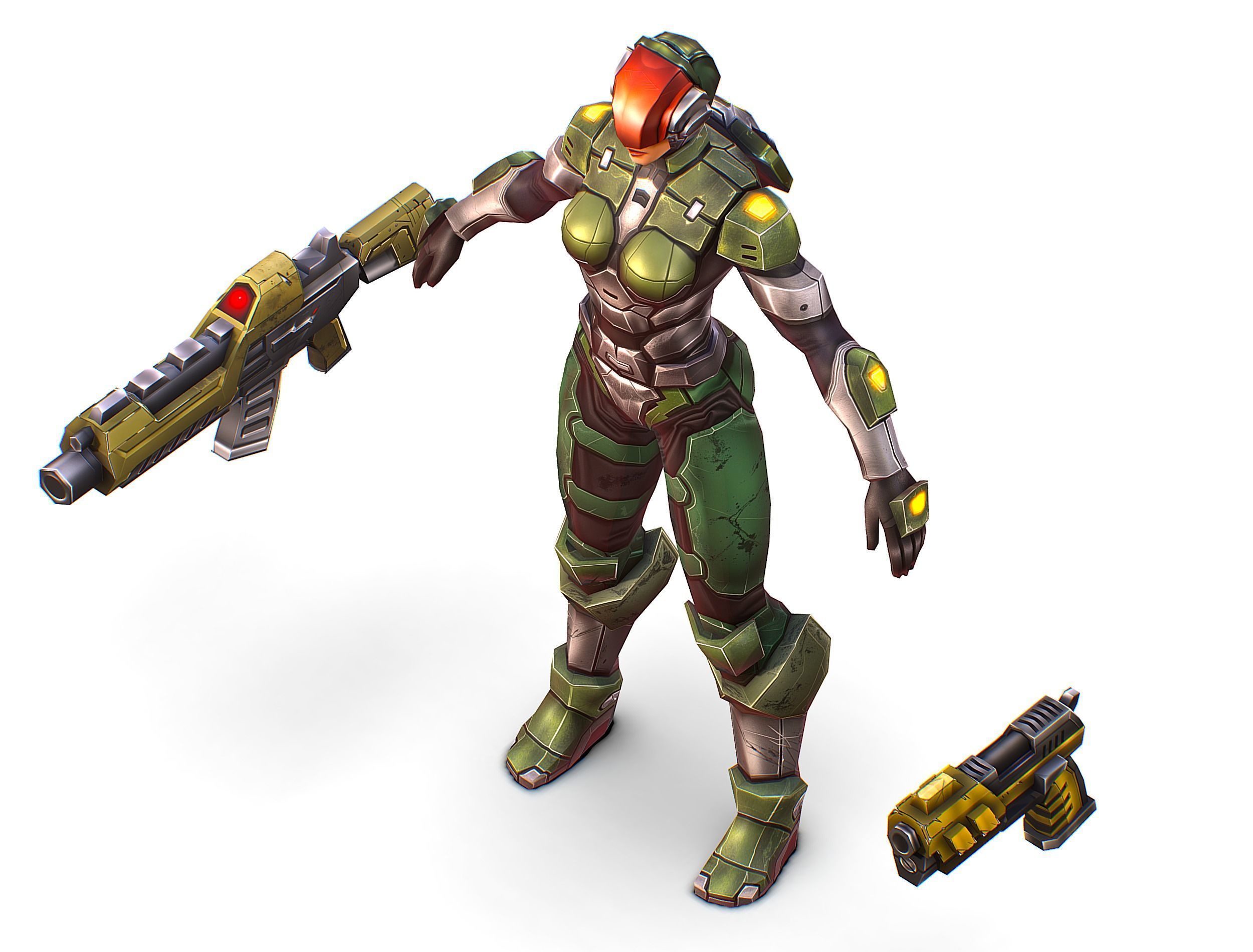 Cartoon Sci-Fi Cyborg Drone Trooper Soldier Low-poly 3D model_31