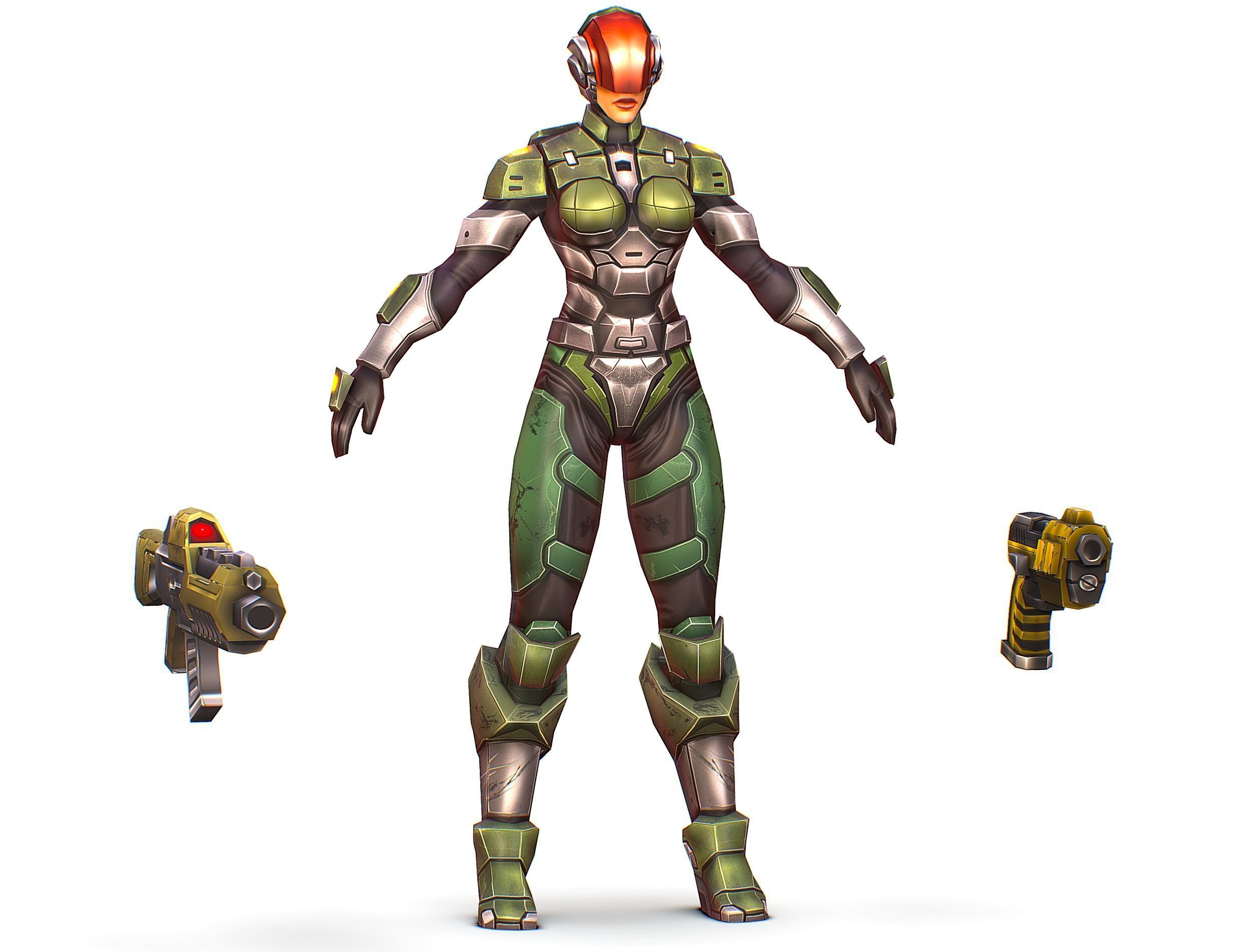 Cartoon Sci-Fi Cyborg Drone Trooper Soldier Low-poly 3D model_13