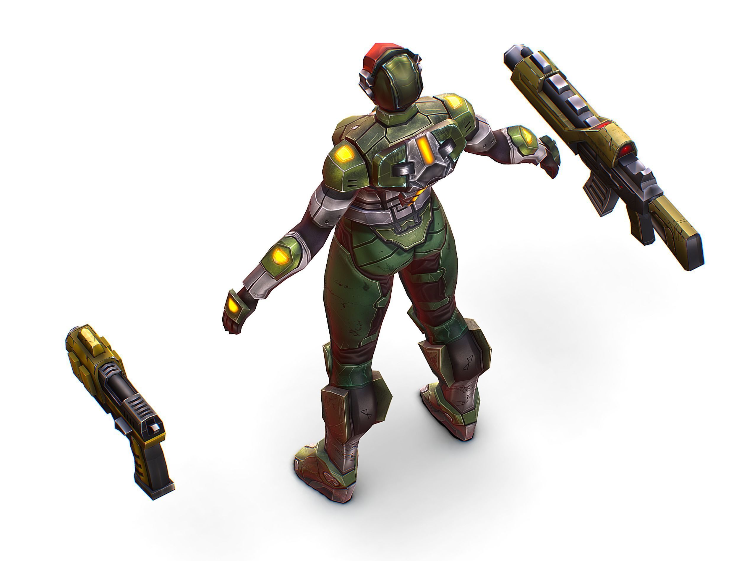 Cartoon Sci-Fi Cyborg Drone Trooper Soldier Low-poly 3D model_32