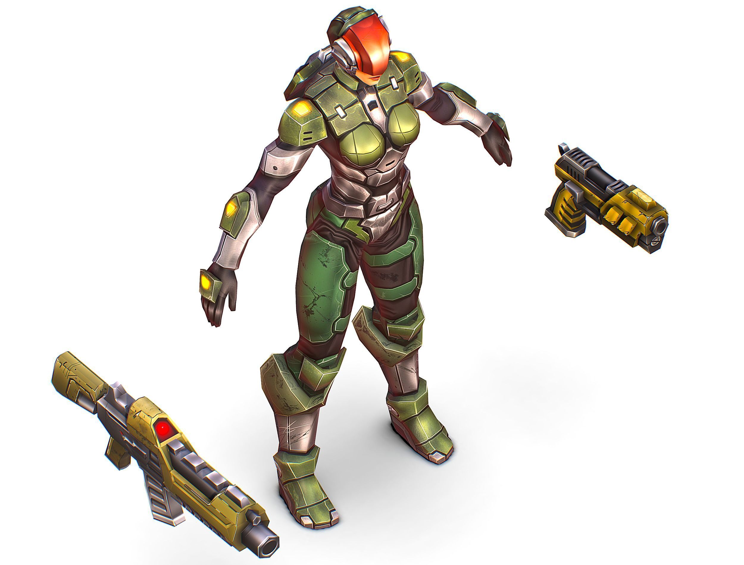 Cartoon Sci-Fi Cyborg Drone Trooper Soldier Low-poly 3D model_30