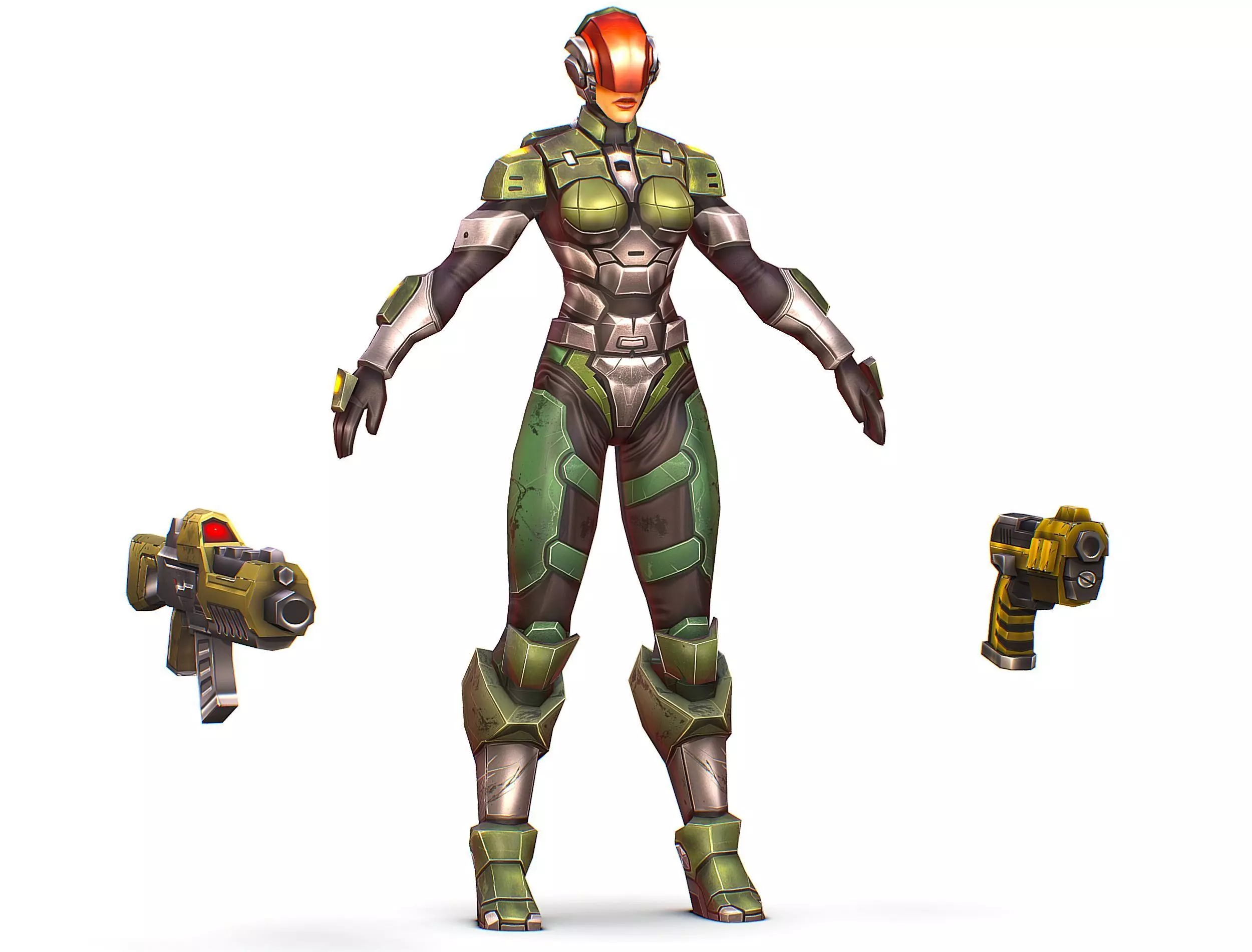 Cartoon Sci-Fi Cyborg Drone Trooper Soldier Low-poly 3D model_0