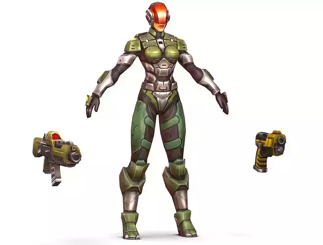 Cartoon Sci-Fi Cyborg Drone Trooper Soldier Low-poly 3D model