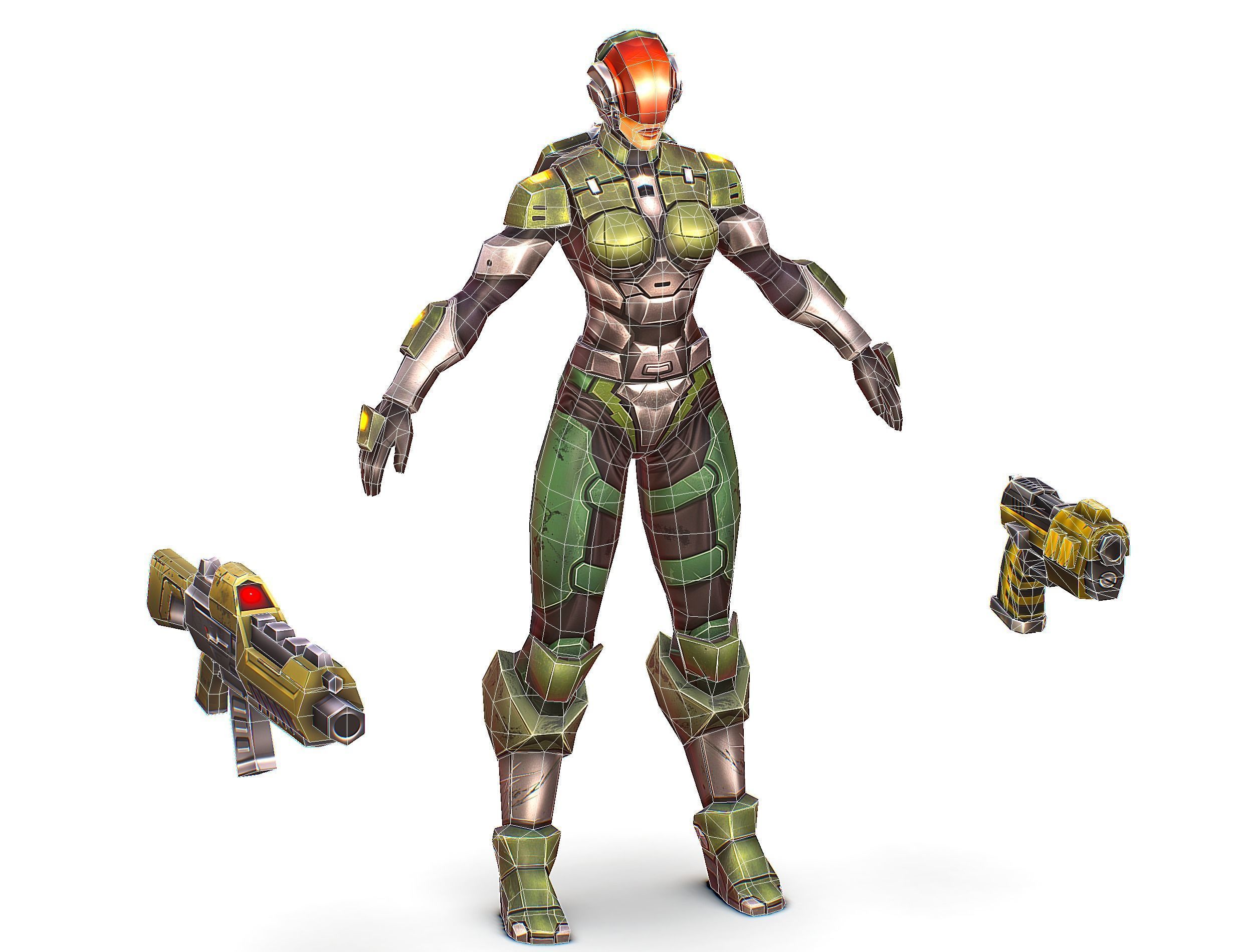 Cartoon Sci-Fi Cyborg Drone Trooper Soldier Low-poly 3D model_78