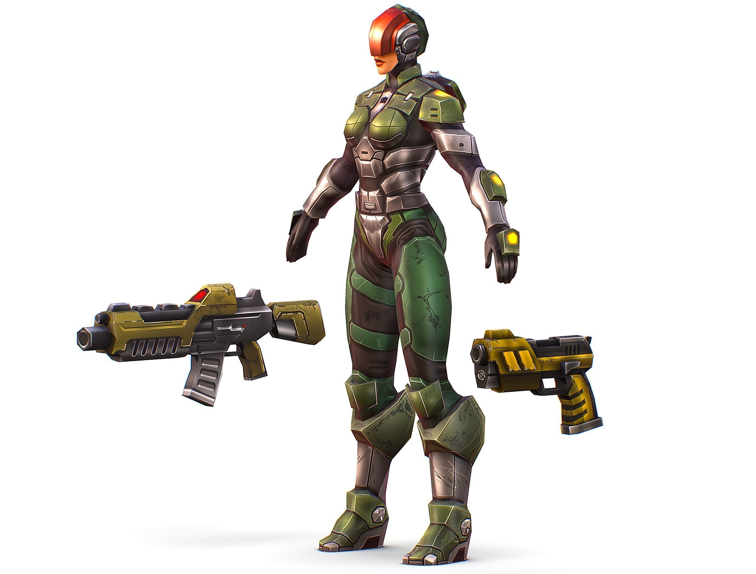 Cartoon Sci-Fi Cyborg Drone Trooper Soldier Low-poly 3D model_3