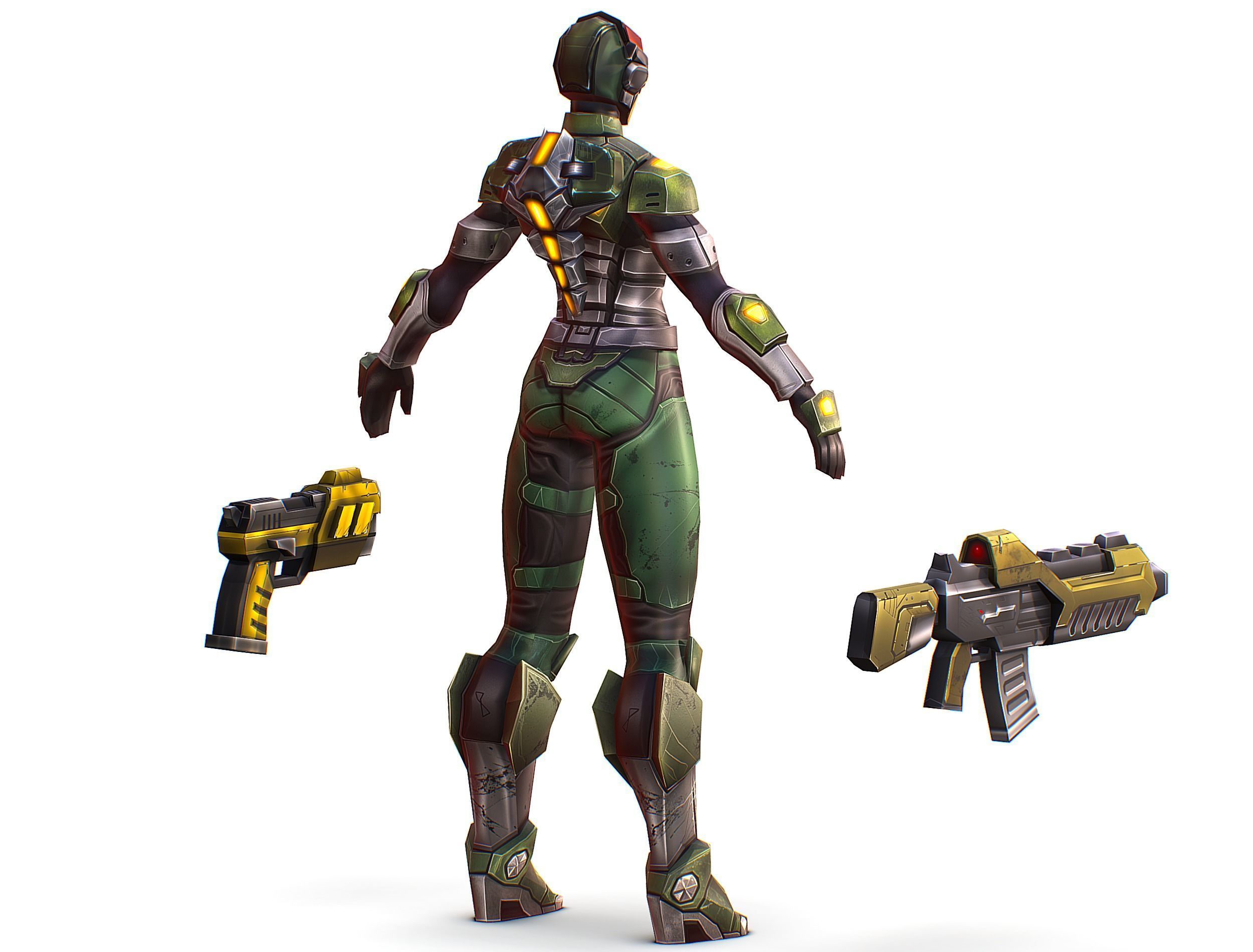 Cartoon Sci-Fi Cyborg Drone Trooper Soldier Low-poly 3D model_9