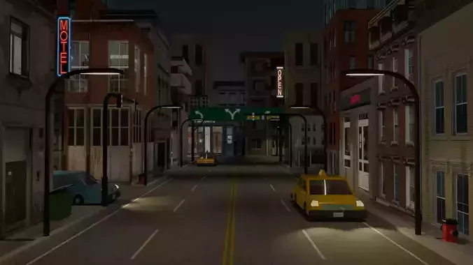 low-poly game environment