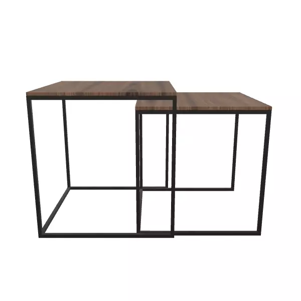 Set of 2 Modern Square Coffee Tables for Contemporary Furniture Low-poly 3D model_0